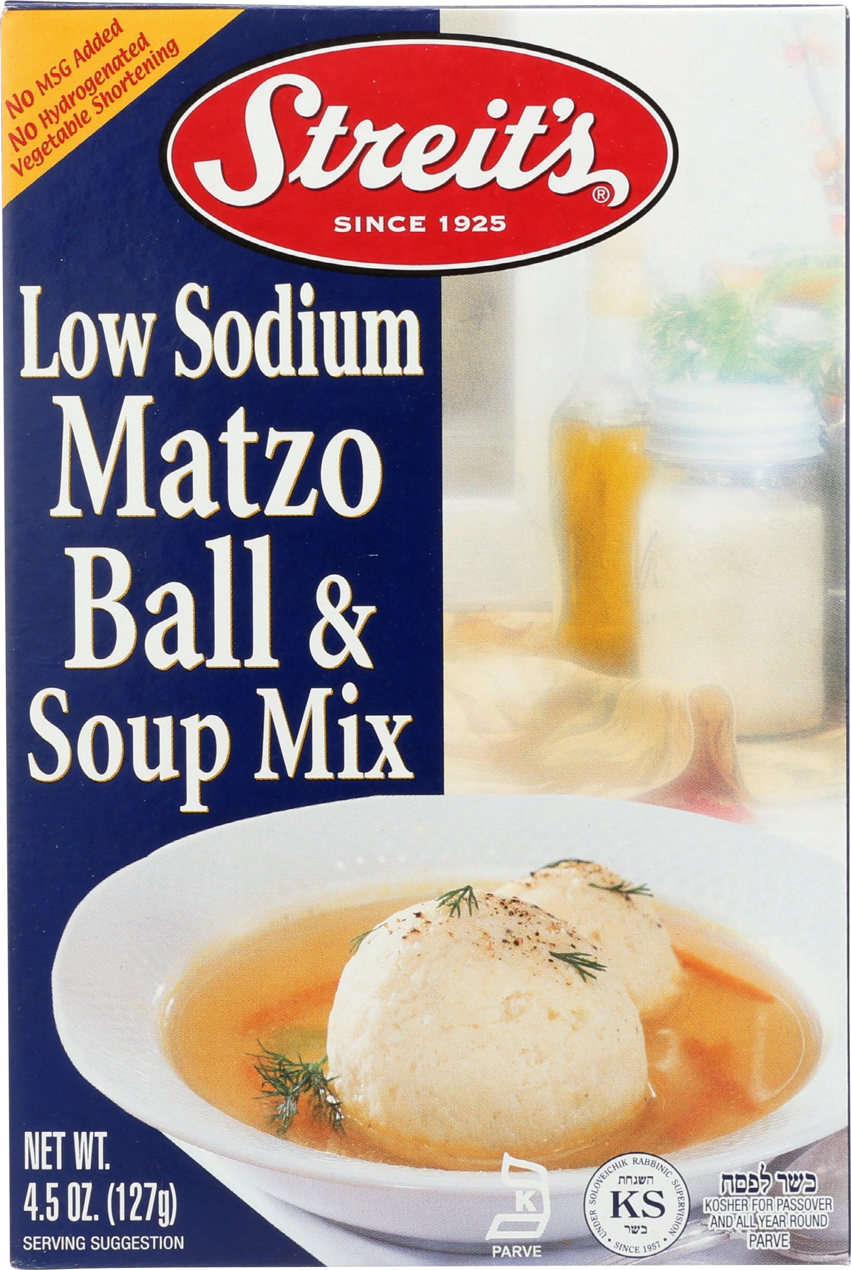 Streit's Reduced Salt Matzo Ball Soup Mix - 4.5 oz (Pack of 12) | Kosher Passover Meal | Quick & Easy Jewish Comfort Food for Holidays & Family Gatherings