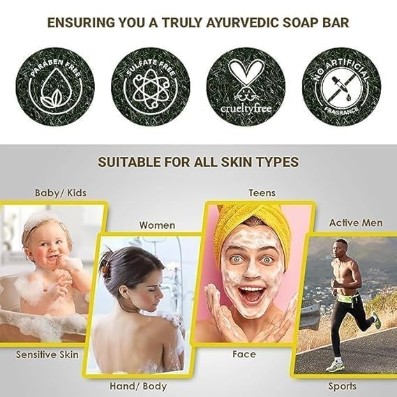 Organic Neem Soap Bar (3 Pack) - Herbal Body Wash for Odor Control & Moisturizing - Long-Lasting Creamy Lather for Gentle Skin Hydration - Ideal for Acne-Prone Skin & Daily Ayurvedic Care - Perfect for Shower, Bath & Travel Use