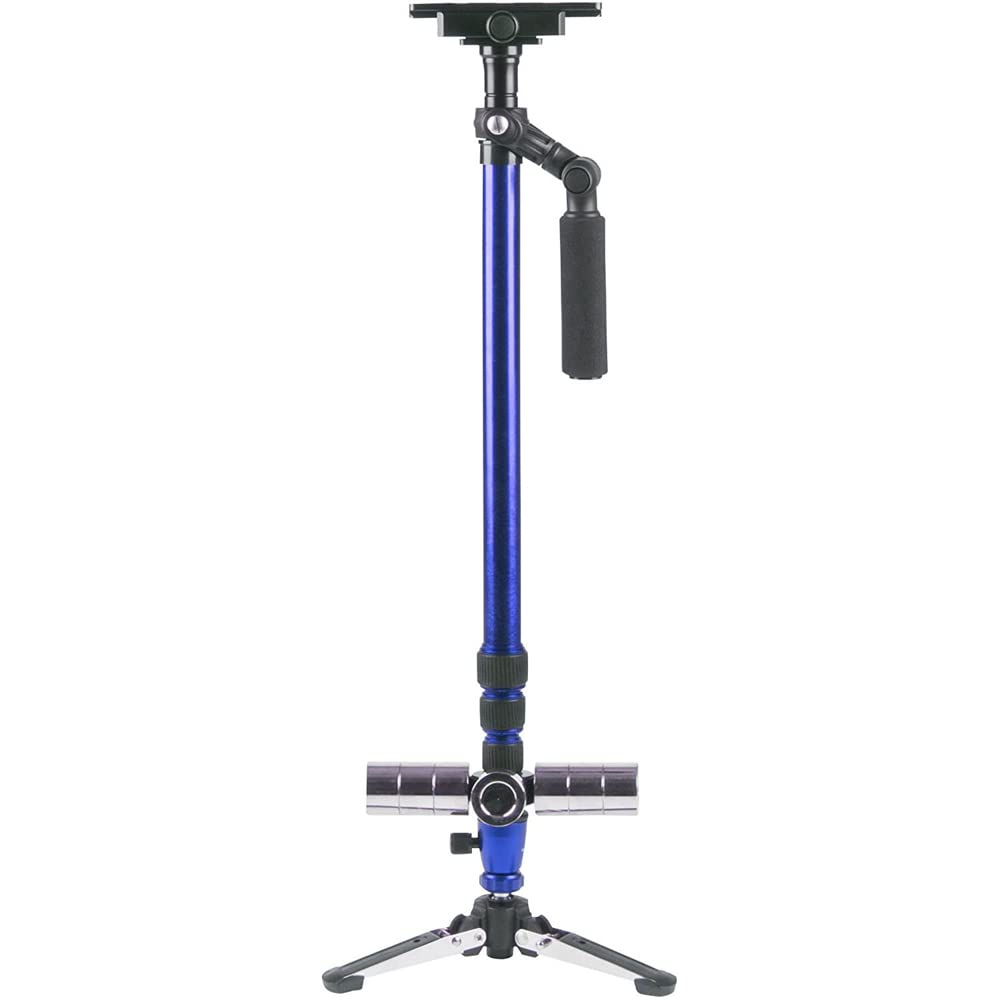 Vivitar VIV-ST-6000-BLU 59-Inch Professional Camera Stabilizer Tripod with Weighted Base | Includes Lexar 64GB SD Card, Camera Backpack & Cleaning Kit | Perfect for Vlogging, Travel Photography & YouTube Videos