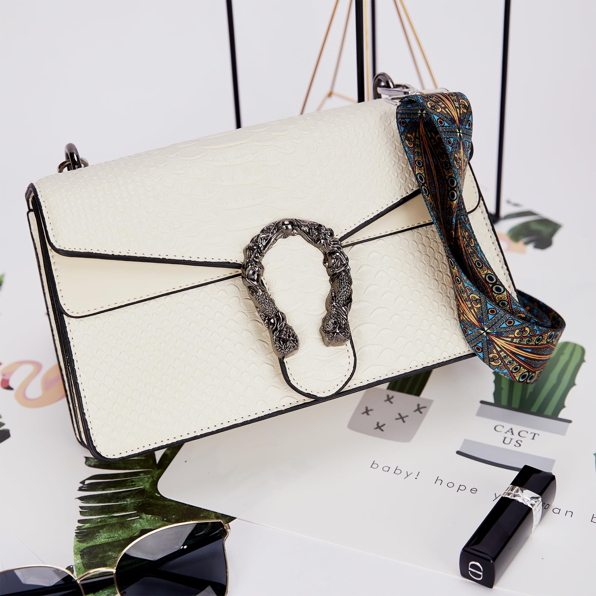 GLOD JORLEE Women's Crossbody Shoulder Bag - Embossed Snake Pattern PU Leather Handbag, Evening Clutch Purse for Casual Outings, Parties & Date Nights