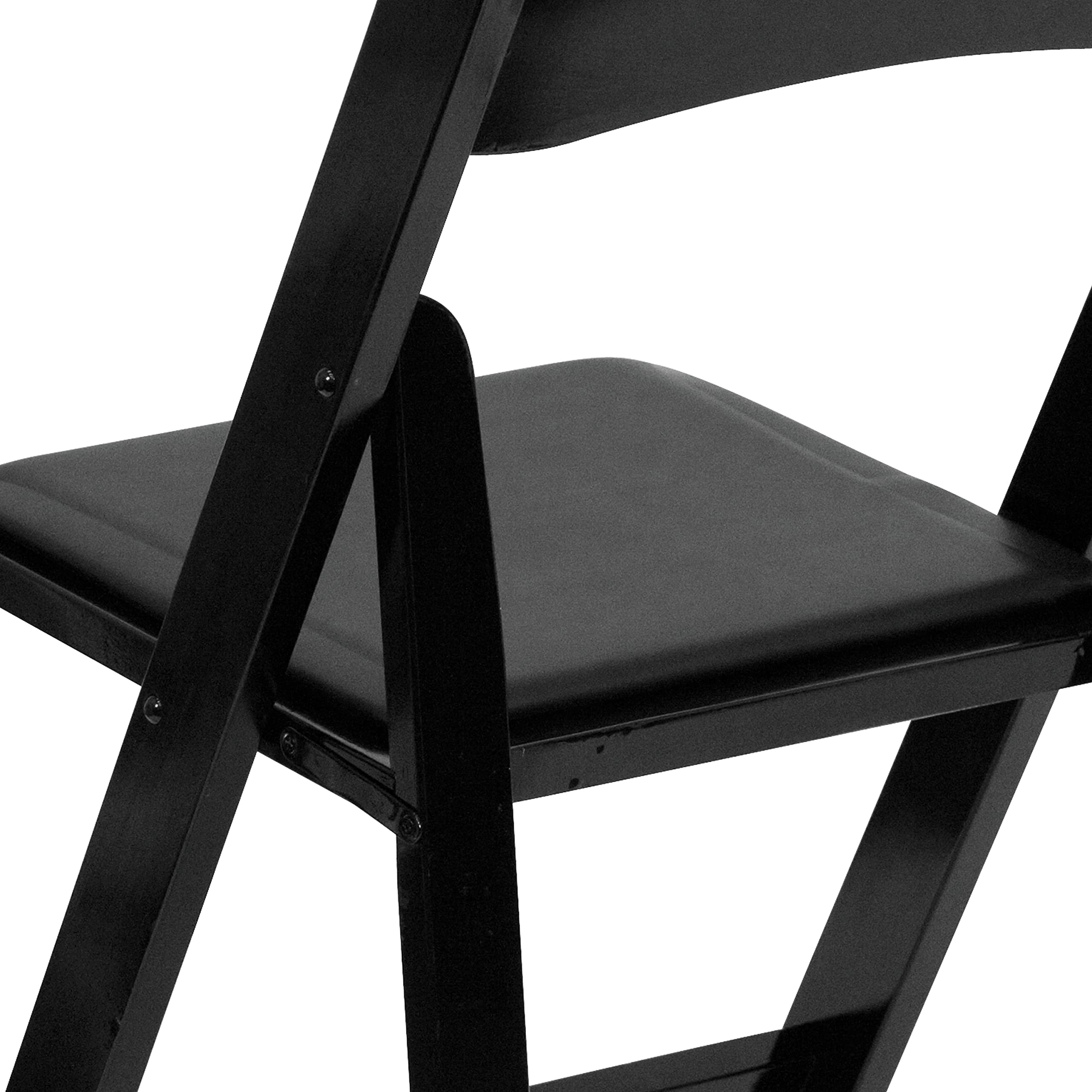 2 Pack Black Wood Folding Chairs with Vinyl Padded Seats - Sturdy & Comfortable for Indoor/Outdoor Events, Parties, Weddings & Home Use