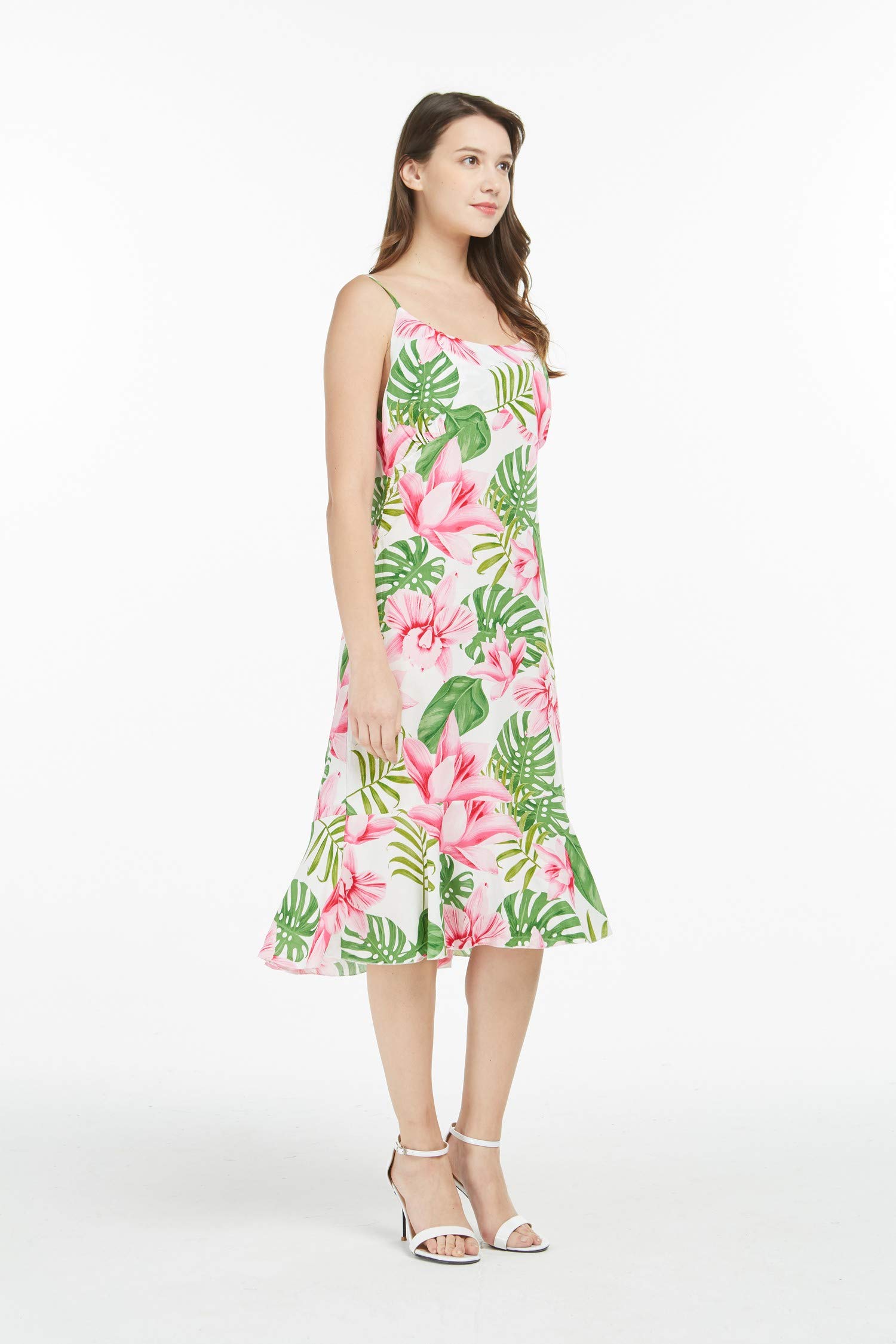 Hawaiian Mermaid Ruffle Dress for Women - Floral Lotus & Orchid Print - Beach Party, Vacation, Summer Outfit