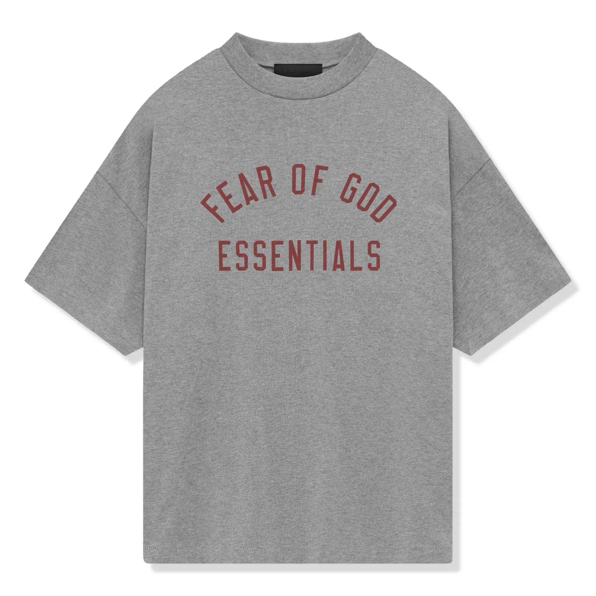 Fear of God Essentials Jersey Crewneck T-Shirt - Dark Heather Grey (FW24) | Men's Casual Streetwear Tee for Everyday Wear & Layering