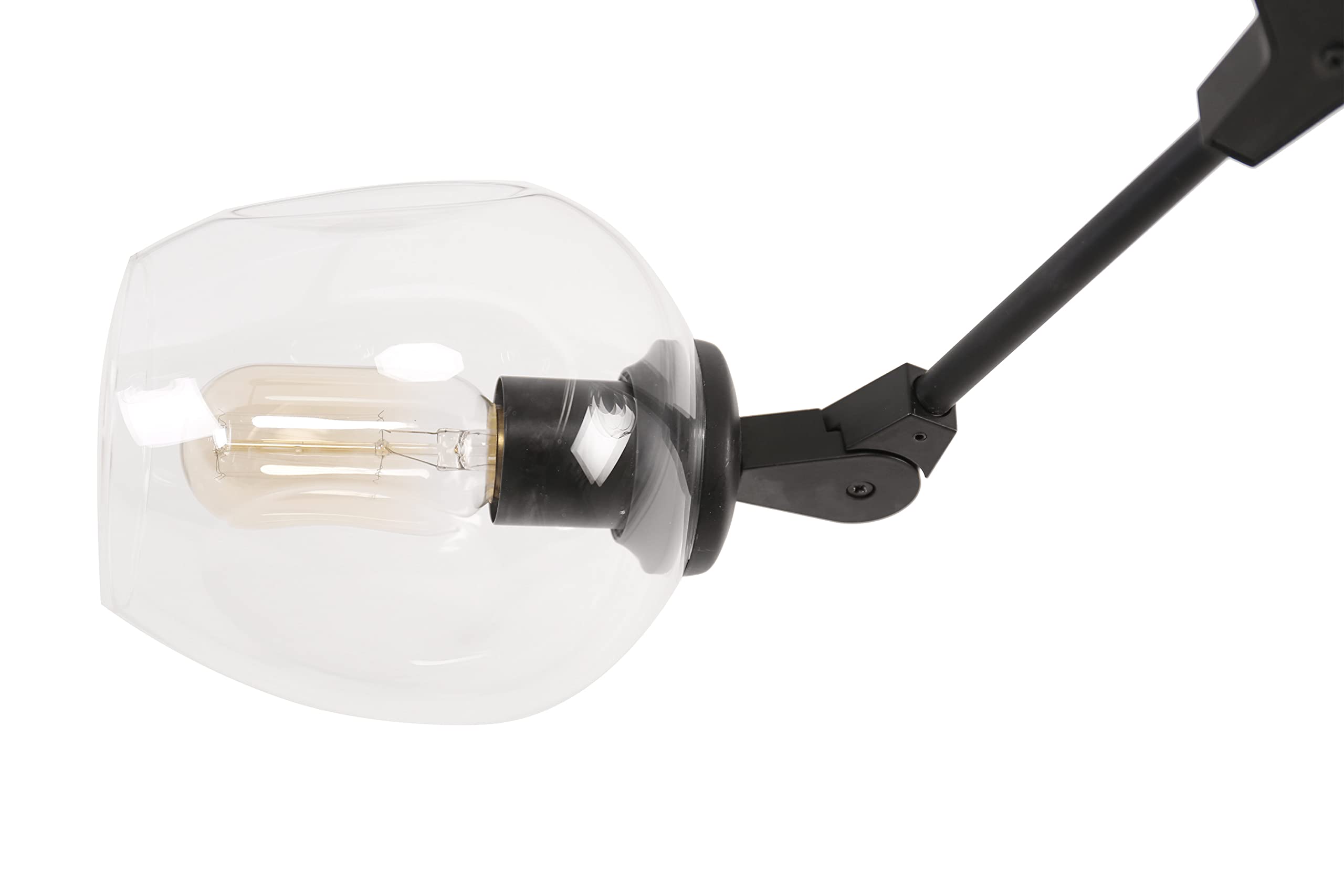 Modern Molecular Globe Pendant Light with 6-Head Glass Lampshade, Sputnik Chandelier Lighting Fixture - Black & Clear for Kitchen, Living Room, Bedroom, Bar, Restaurant, Office - Stylish Ceiling Light for Modern Home Decor