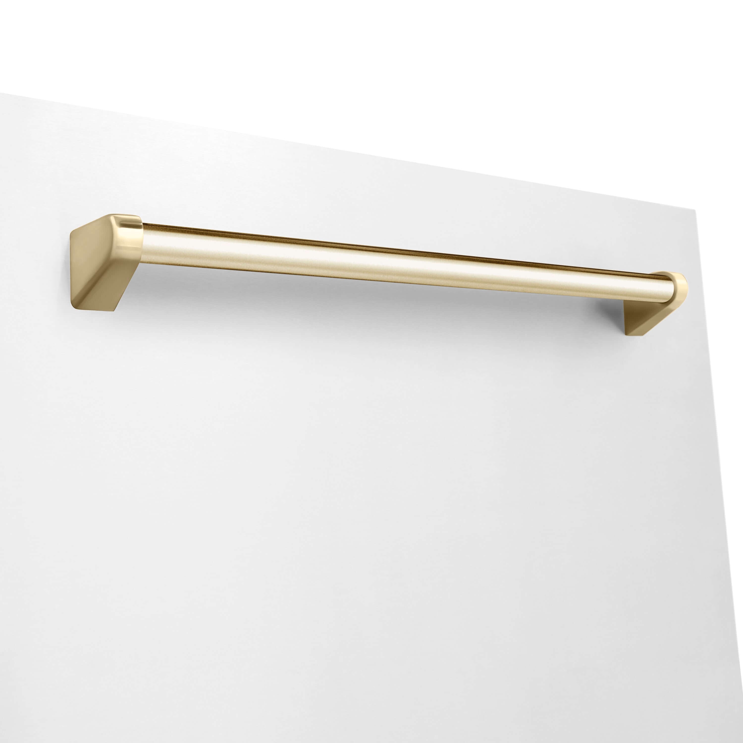 ZLINE Autograph Edition 30-inch Stainless Steel Dual Fuel Range with White Matte Door, Range Hood & Dishwasher - Polished Gold Accents (3AKP RAWMRHDWM30 G) | Premium Kitchen Package for Modern Homes & Gourmet Cooking