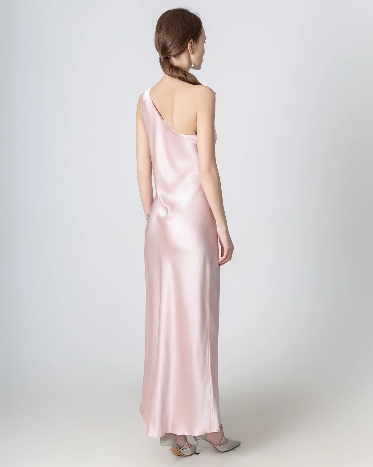 Elegant One Shoulder Maxi Silk Dress for Women - Perfect for Weddings, Parties & Evening Events