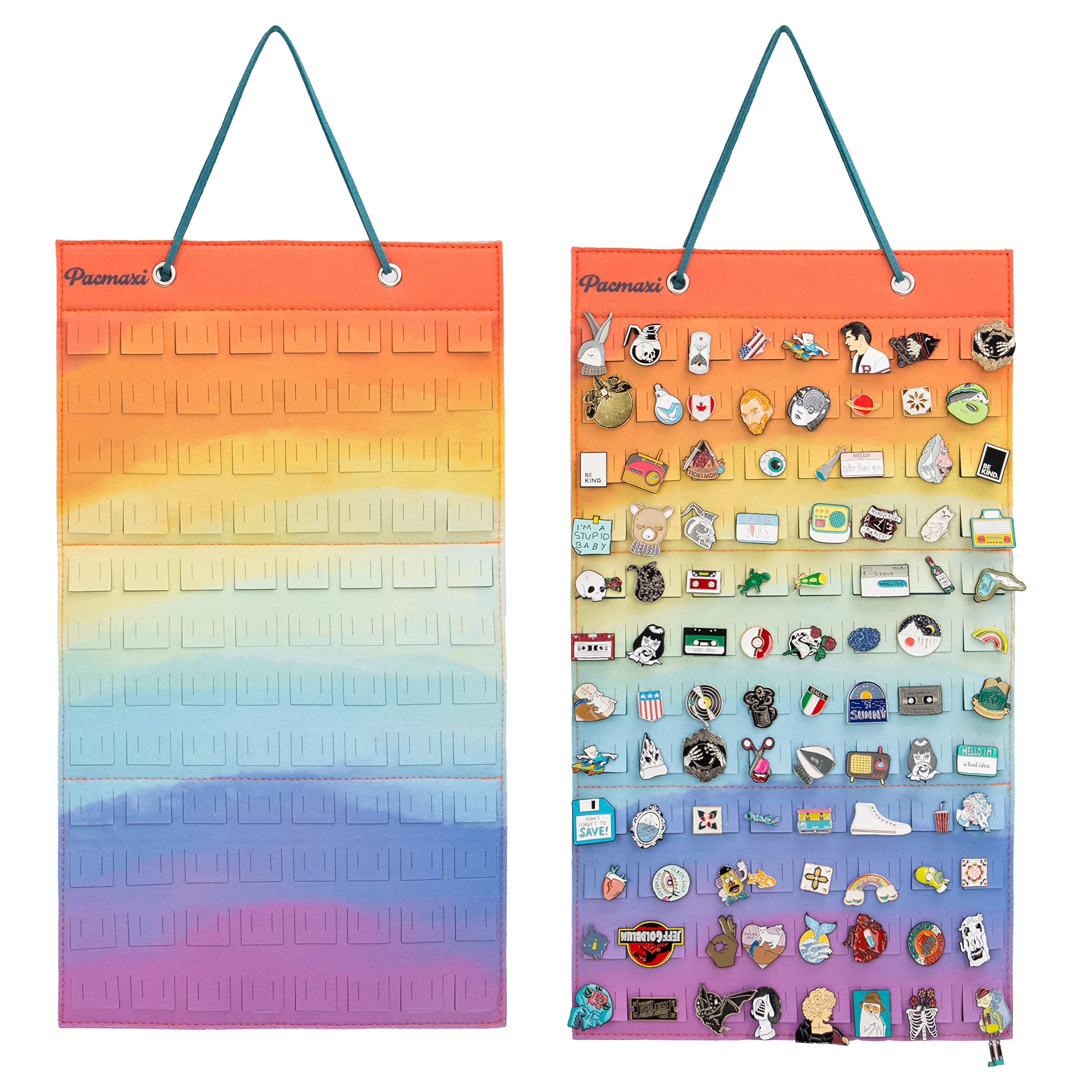 PACMAXI 96-Slot Hanging Brooch Pin Organizer - Colorful Jewelry Display & Storage Case for Brooch Collections - Perfect for Jewelry Shops, Craft Rooms & Gift Wrapping Stations (Accessories Not Included)