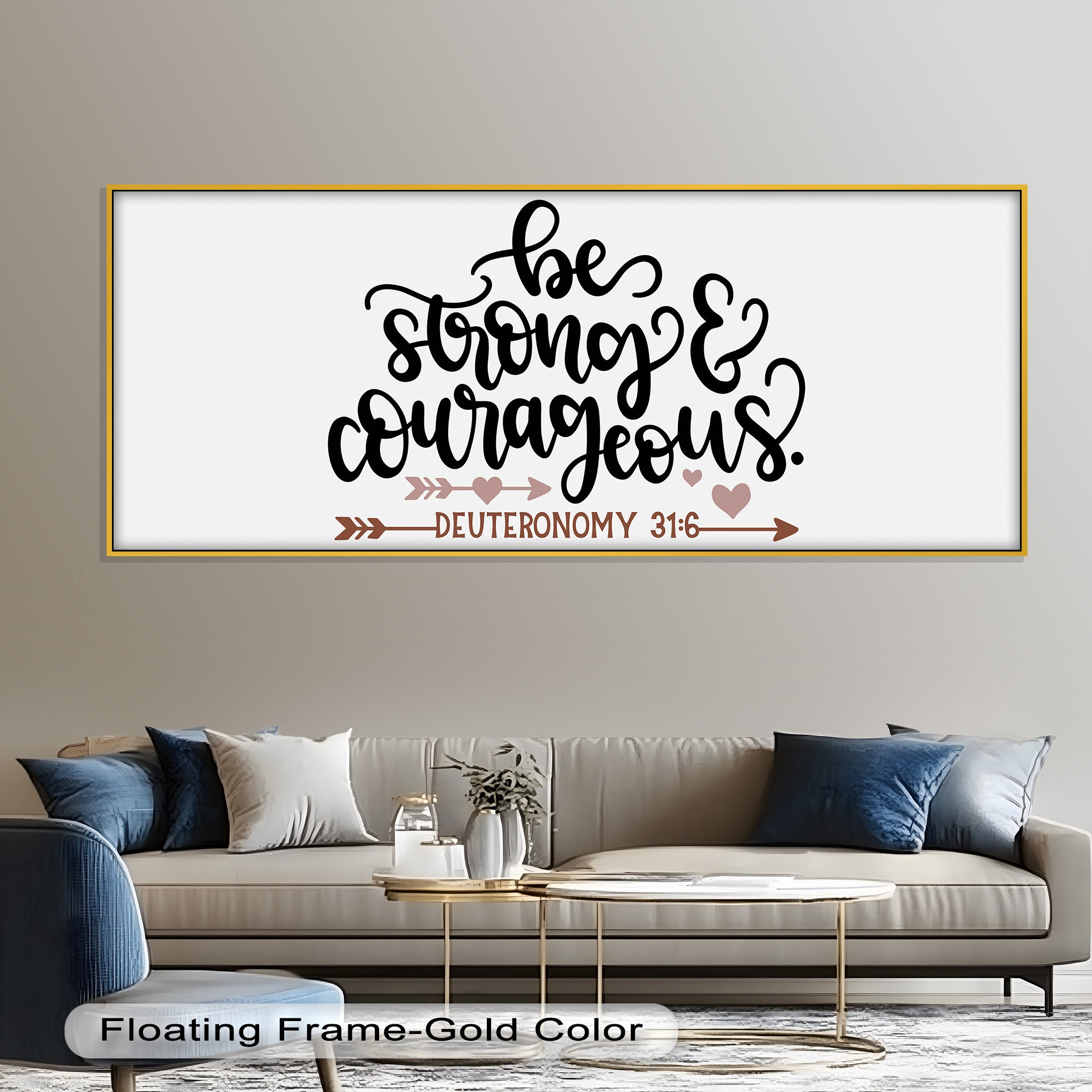 Be Strong & Courageous - Deuteronomy 31:6 Bible Verse Oil Painting - Inspirational Christian Wall Art for Home, Church & Office Decor