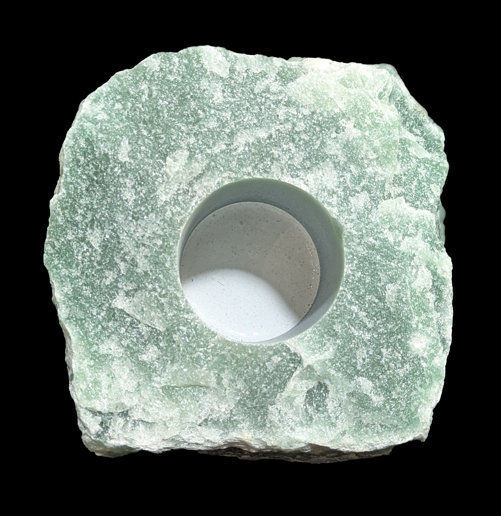 Green Quartz Candle Holder - Natural Stone Home Decor for Meditation, Yoga & Relaxation - Perfect for Living Room, Bedroom & Spa Decor