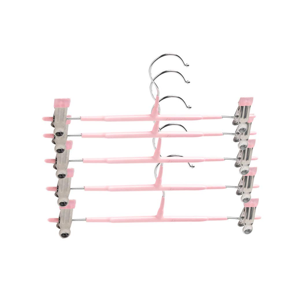 TOPBATHY 5-Pack Heavy Duty Metal Clip Pants Hangers - Non-Slip Skirt & Slacks Hanger for Closet Organization (Pink) | Perfect for Hanging Trousers, Jeans, Dresses & Keeping Wardrobe Neat