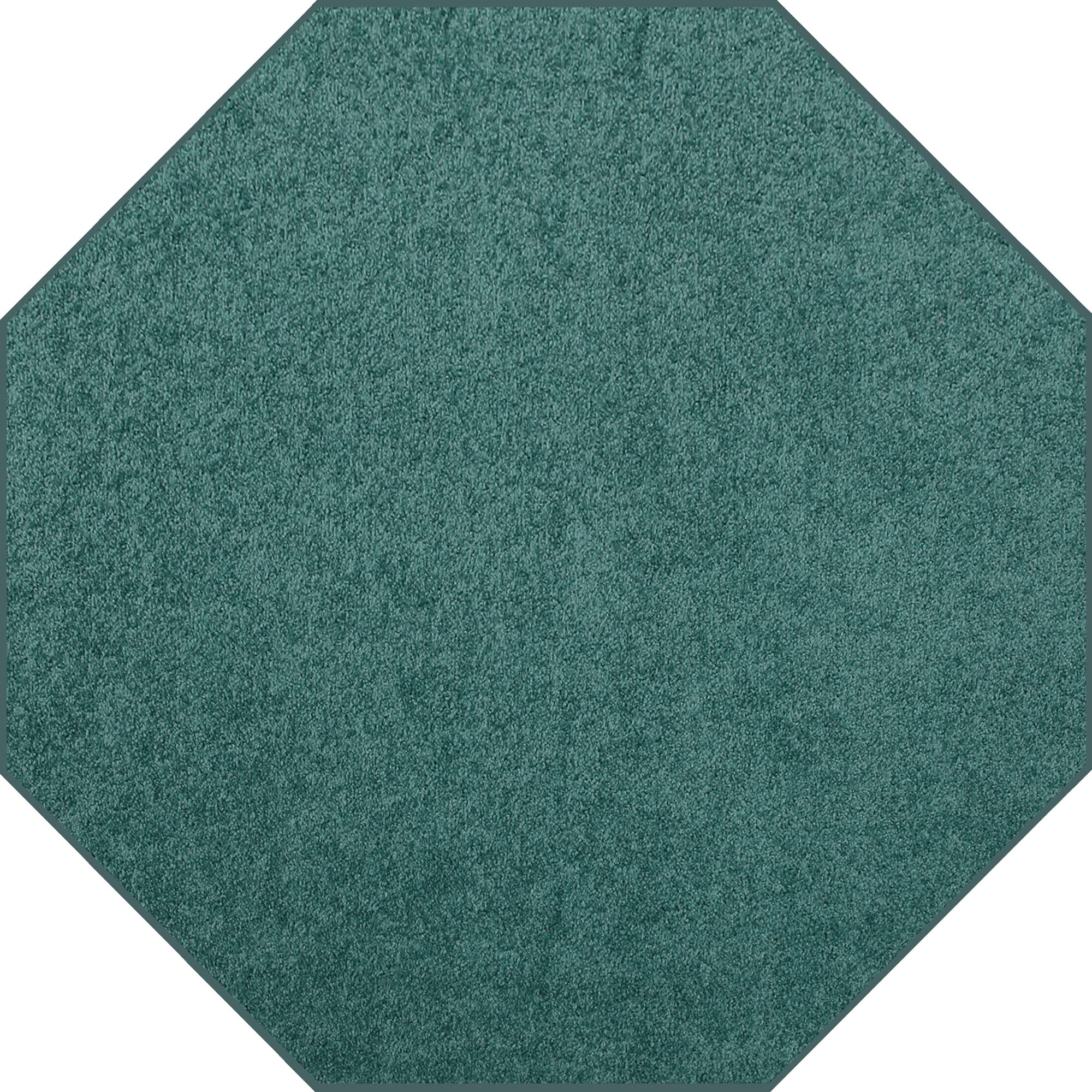Ambiant Broadway Collection Solid Color Teal Area Rug - 2' Octagon Shape for Living Room, Bedroom & Office Decor