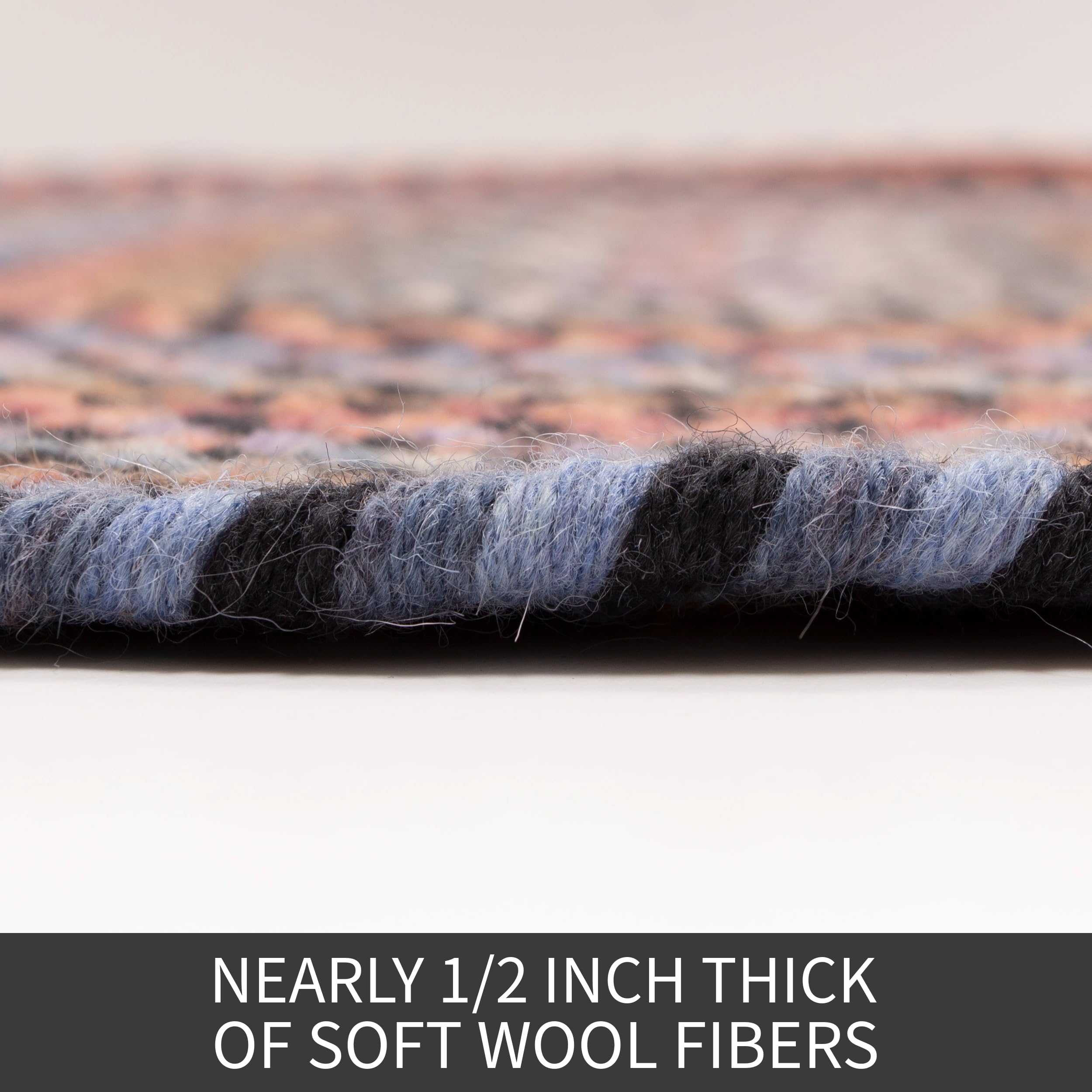 Premium Wool Braided Area Rug - Soft & Reversible Woven Runner Rug - Handmade in USA - Black, 2' x 6' - Perfect for Hallways, Living Rooms & Bedrooms