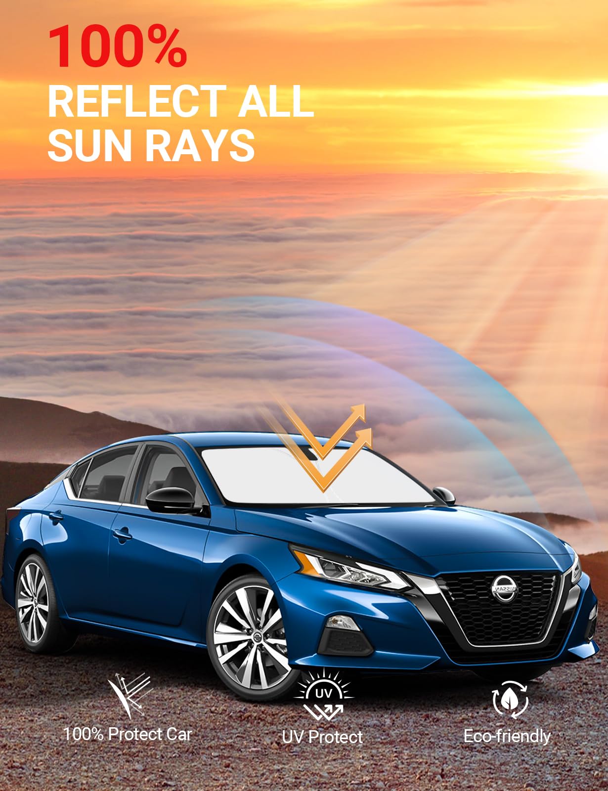 Custom Fit 2019-2025 Nissan Altima Foldable Front Windshield Sunshade - UV Protection & Heat Shield for Car Interior, Perfect for Summer Parking & Road Trips