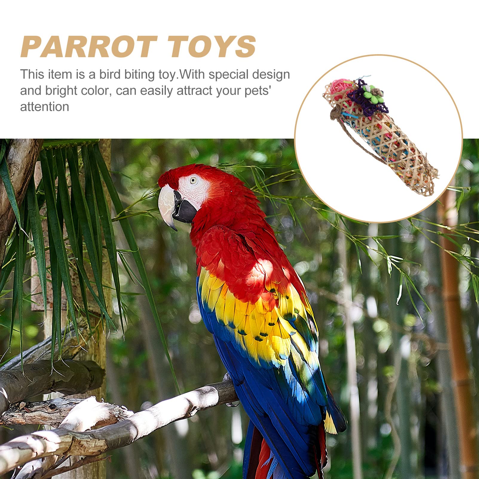 UKCOCO Small Bird Chew Toys for Parrots - Natural Wooden Cage Accessories & Chewing Tools for Pet Birds - Hanging Entertainment Toys for Parrots, Cockatiels, Lovebirds - Perfect for Cage Enrichment & Beak Trimming