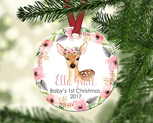 Personalized Baby's First Christmas Ornament - Custom Deer Design for Baby's First Christmas - Perfect for Holiday Tree Decor, Gift for New Parents & Christmas Keepsake