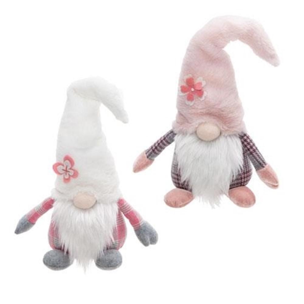 Fuzzy Pink Spring Plaid Gnomes Set of 2 - Cute Garden Decor for Easter & Home Decor - Perfect for Indoor/Outdoor Seasonal Display