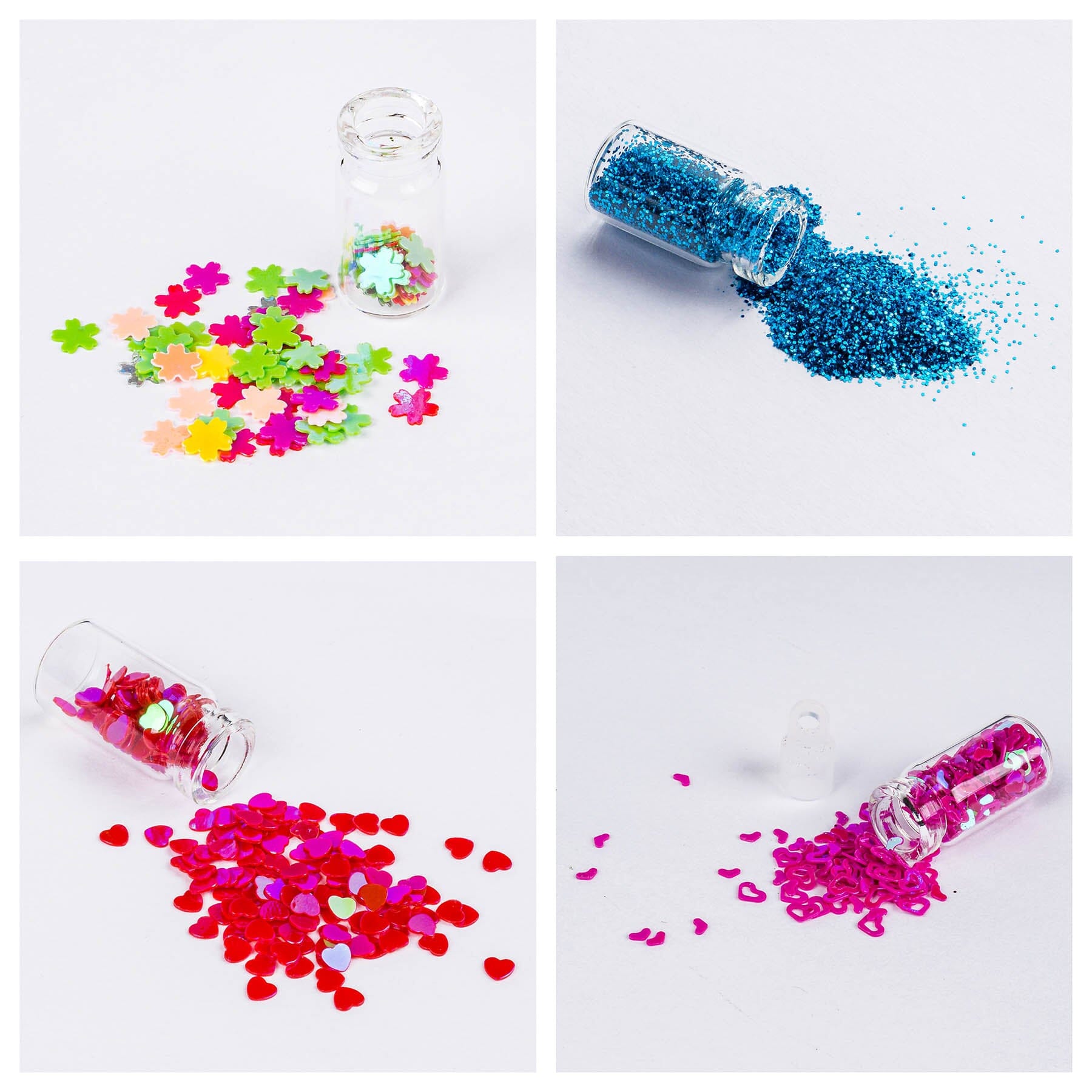 3D Nail Art Decoration Mini Glass Bottles Set - 48 Pieces with Free Nail Art Tweezer for DIY Manicure, Nail Salon & Home Decoration