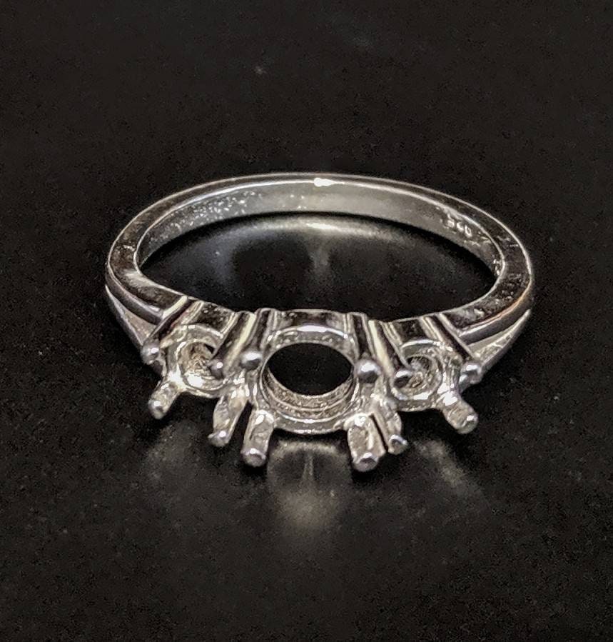 14K Gold or Sterling Silver Three Stone Ring Blank - Size 7, Pre-Notched Shank Setting (163 464, 465, 454/143 464) - Perfect for Jewelry Making, Custom Engagement Rings & DIY Wedding Bands