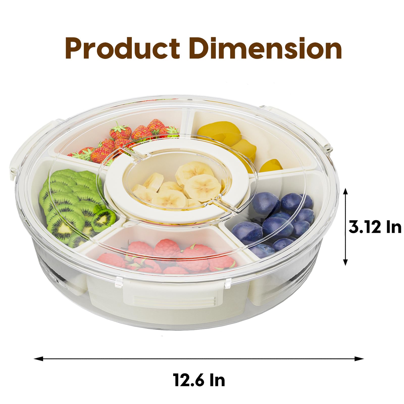 6-Compartment Snack Box Container with Lid & Handle - Divided Serving Tray for Fruits, Veggies, Charcuterie & Party Snacks | Perfect for Picnics, School Lunches & Office Breaks