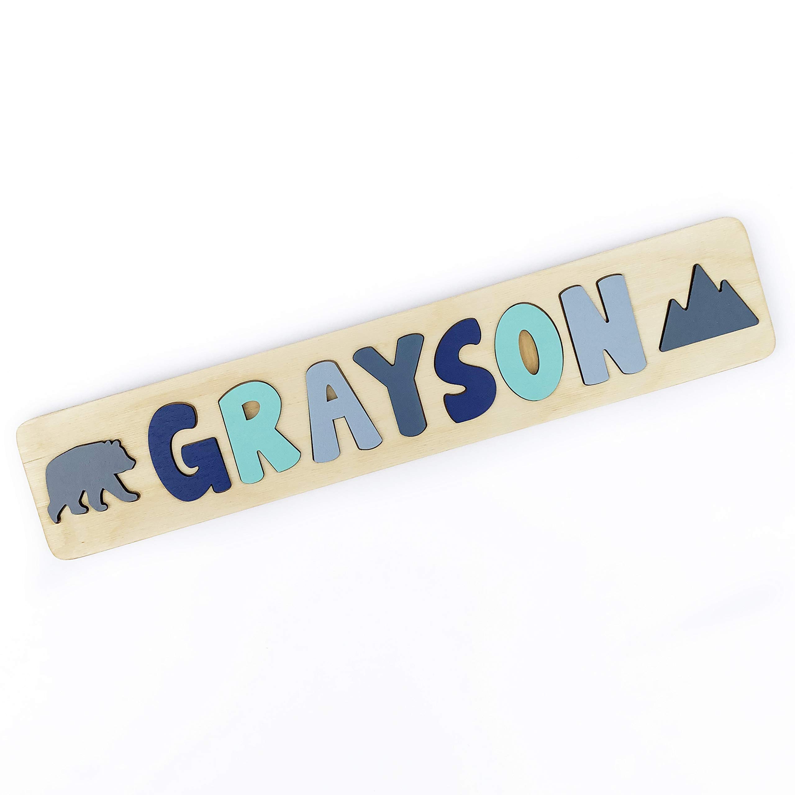 **Personalized Wooden Name Puzzle for Kids - Handmade in USA by Bloom Owl - Custom Baby Gift for Boys & Girls - Montessori Learning Toy - Perfect for Christmas, First Birthday & Educational Play**