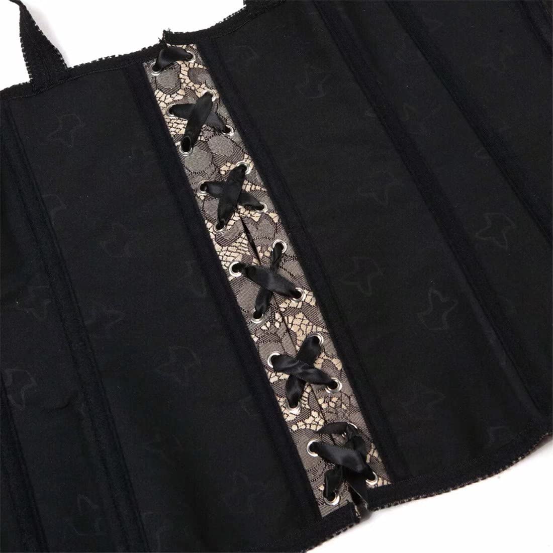 **Women's Gothic Corset Bustier Top with Adjustable Straps & Zipper - Plus Size Black Lace-Up Vest for Burlesque, Cosplay & Evening Wear**