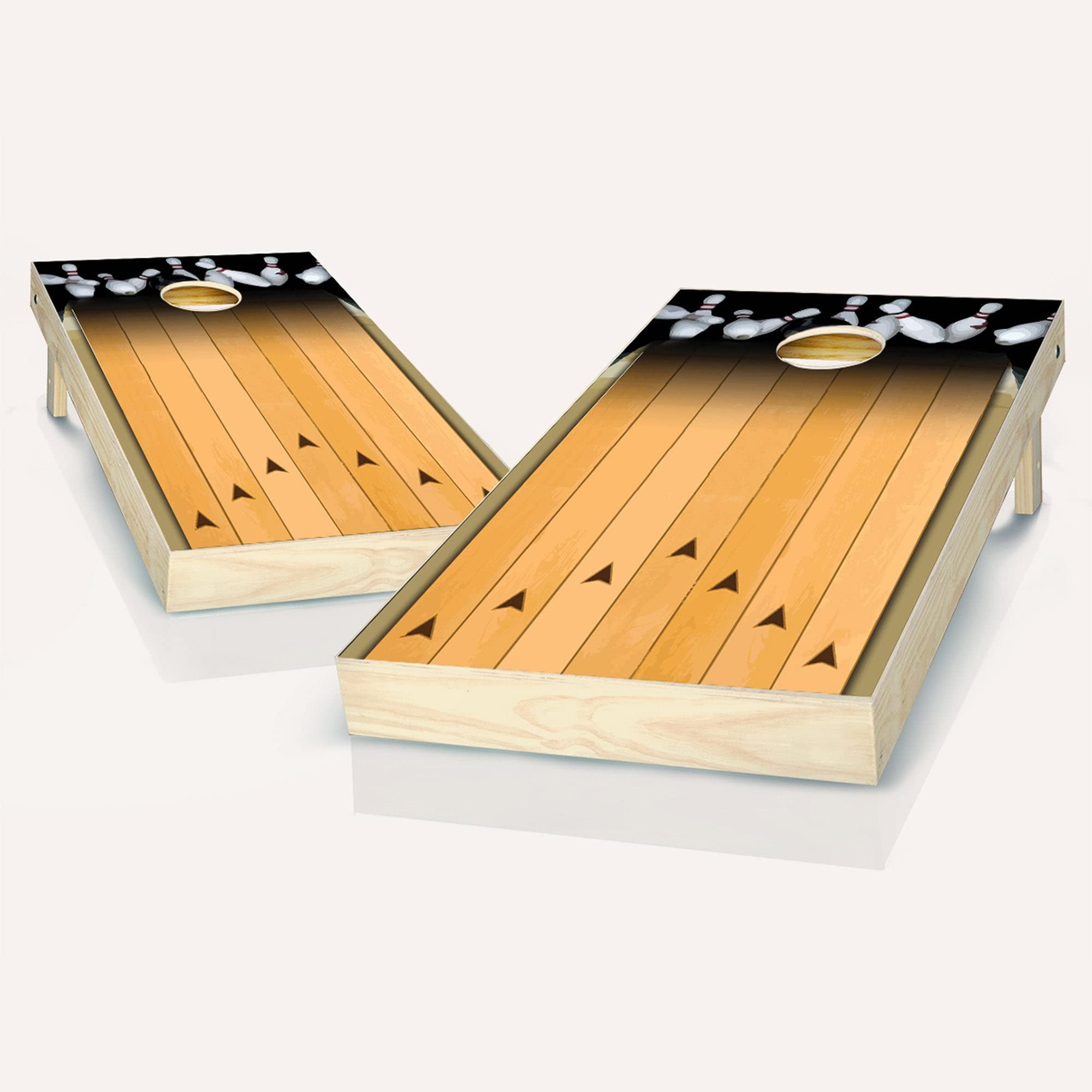 Skip's Garage Premium Bowling Lane Cornhole Boards Set - 2 Regulation Boards & 8 Bean Bags - Perfect for Backyard Parties, Tailgating, and Outdoor Games - Choose Your Custom Bags & Accessories
