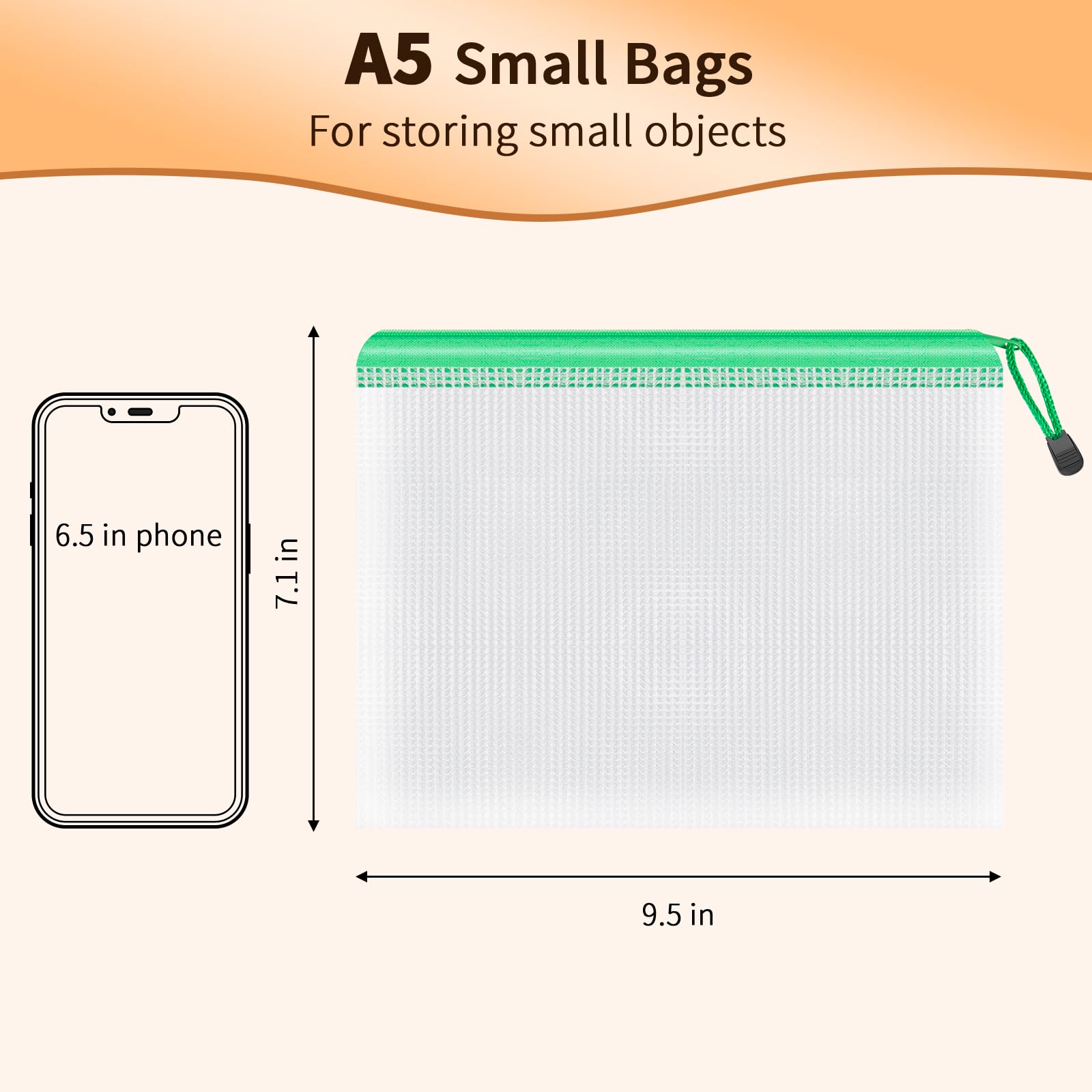 Umriox 6-Color Mesh Zipper Pouch Set (18 Pack) - Waterproof for Office, Travel & Cosmetics