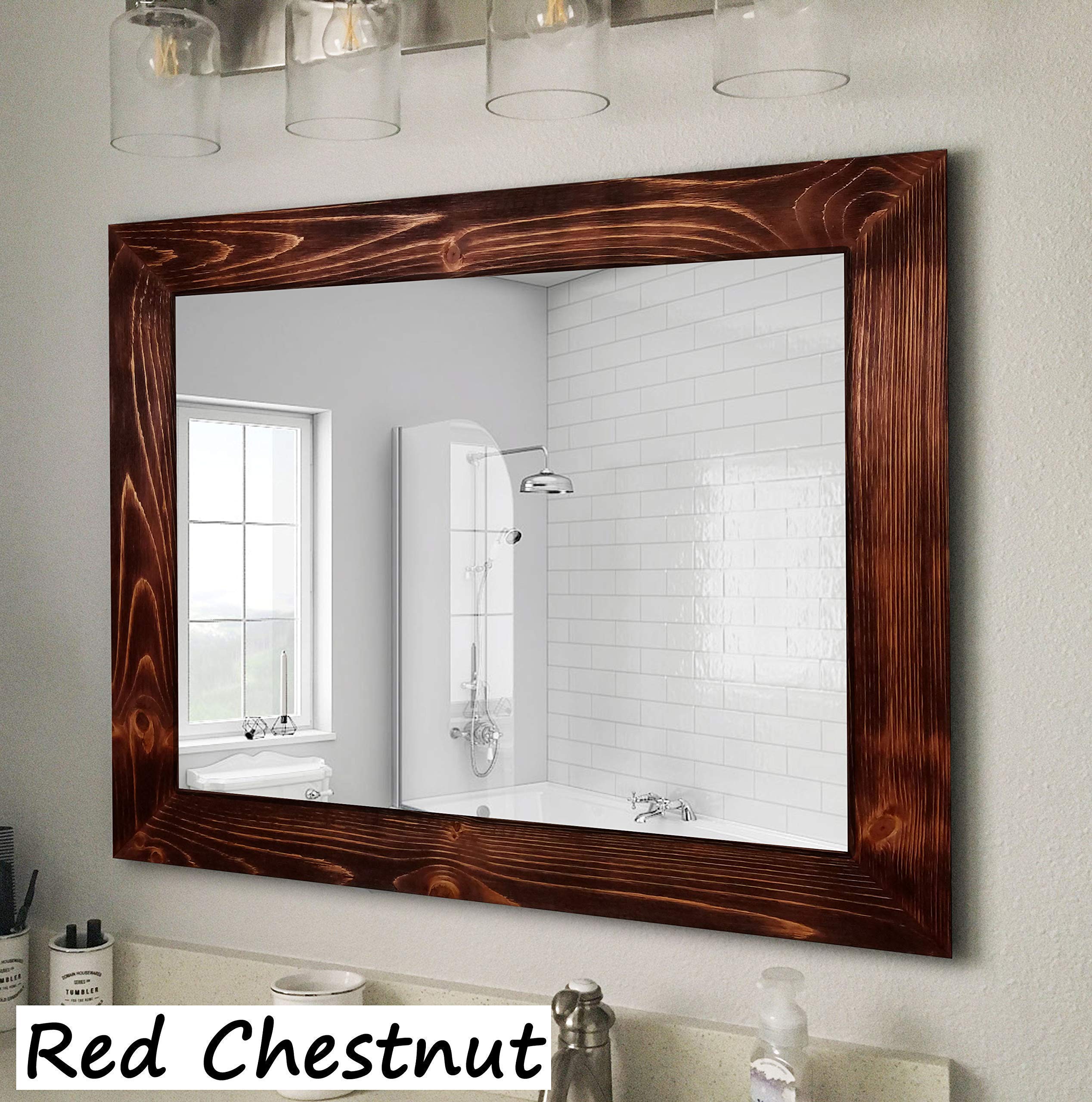 Reclaimed Wood Shiplap Rustic Mirror - Farmhouse Bathroom Vanity Mirror, Large Full Length Wall Mirror for Home Decor, Perfect for Farmhouse, Bathroom, Bedroom & Entryway