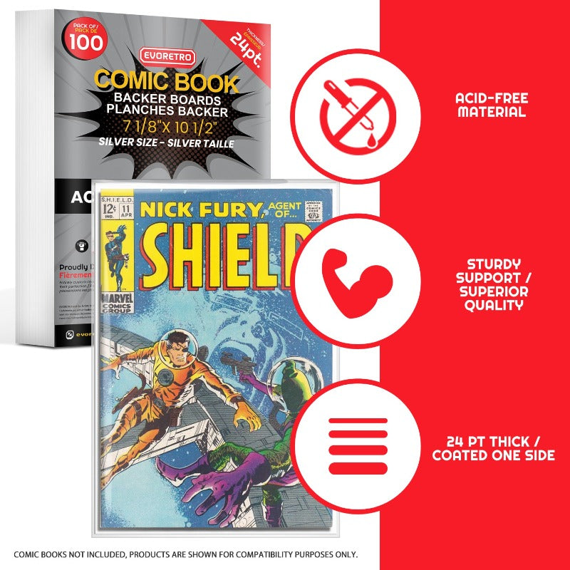 Silver Age Comic Backer Boards 24PT - Acid-Free Protection for Comic Book Storage & Display | Perfect for Collectors & Comic Shops