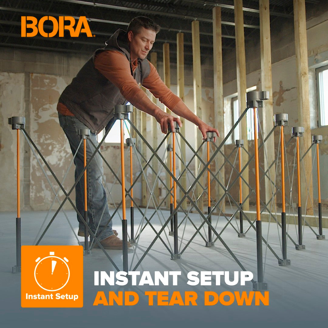 BORA Centipede 1.2m x 1.8m x 0.75m Work Support Unit with 4 Cups & 4 Clamps - Portable Workbench for Woodworking, Construction, and DIY Projects (Includes Carry Bag)