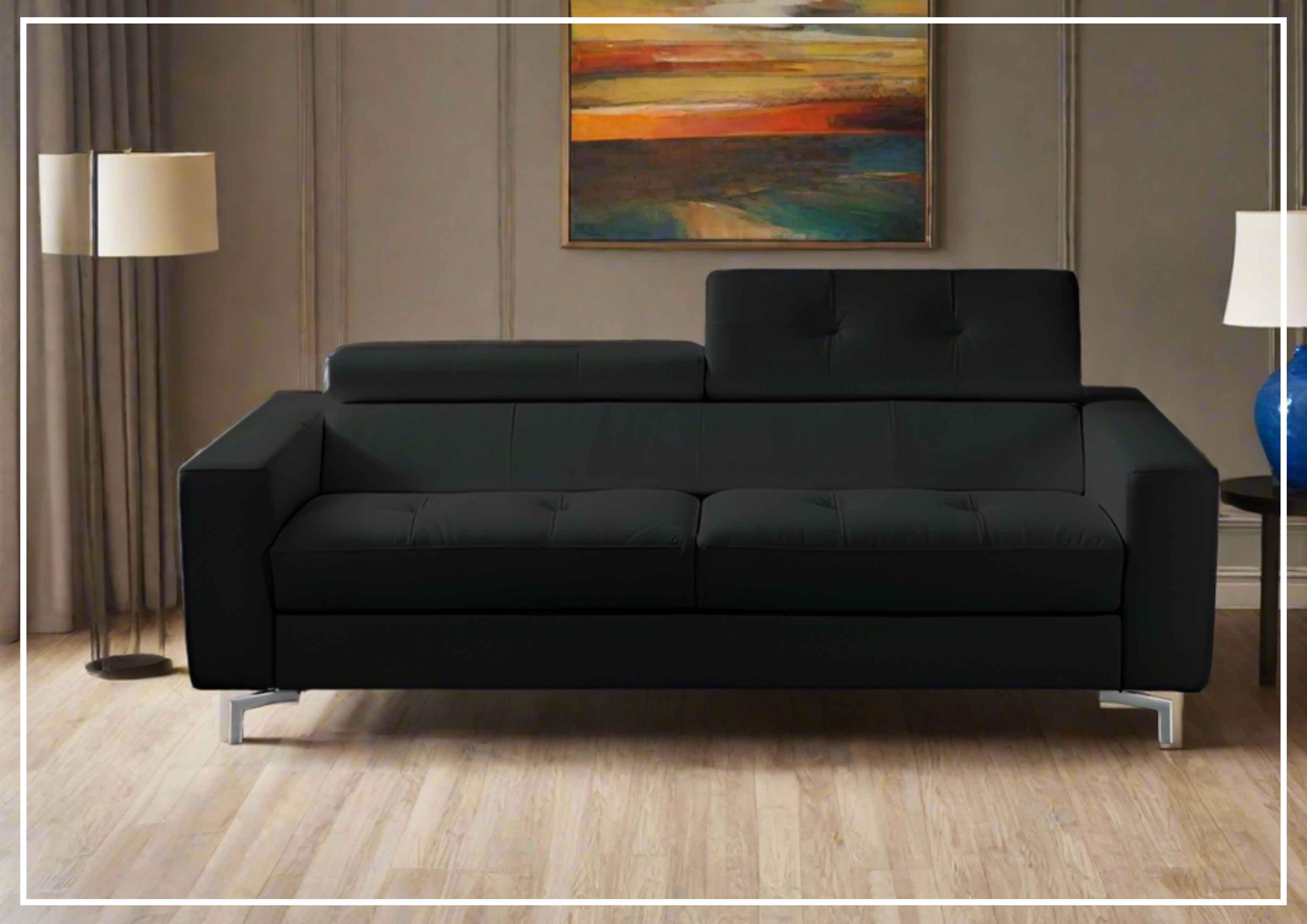 Kathy Ireland Tevere Top Grain Leather Queen Sleeper Sofa - Convertible Sofa Bed with Premium Leather Upholstery for Living Room, Guest Room & Small Spaces