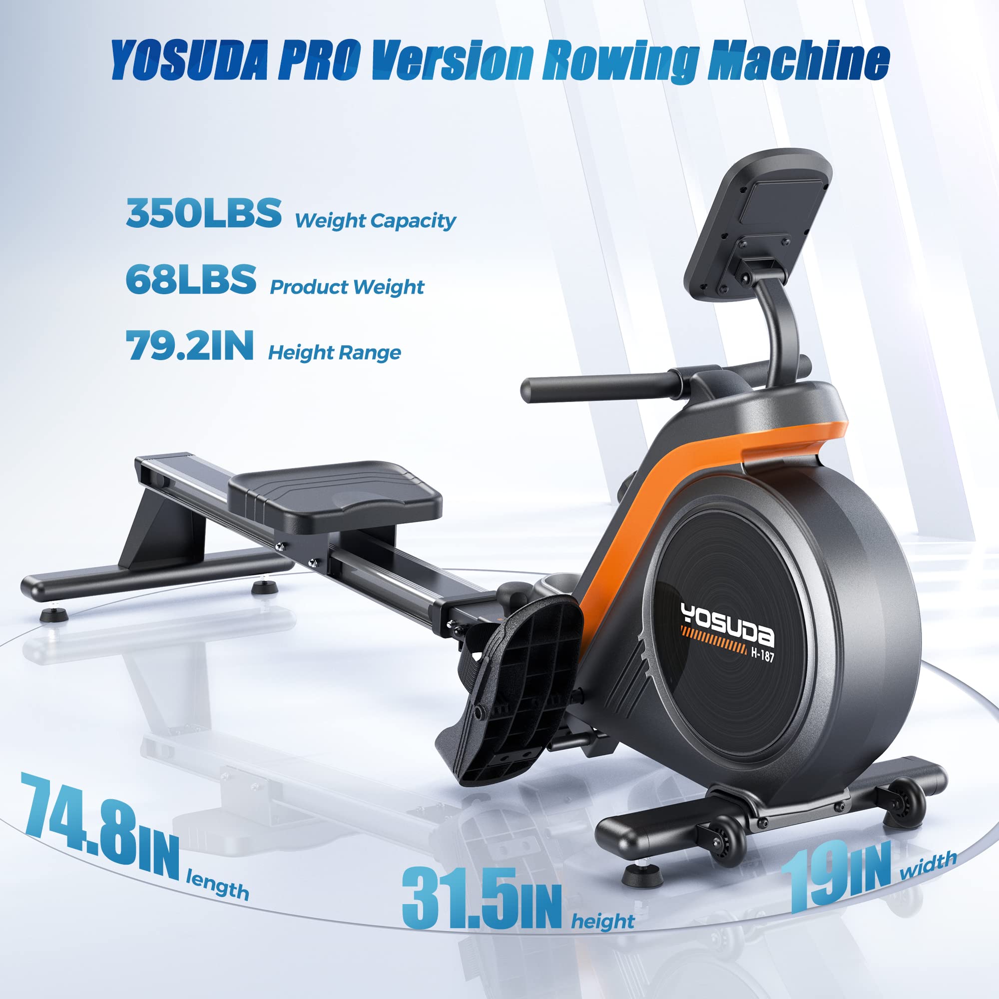 YOSUDA Magnetic/Water Rowing Machine 350 LB Weight Capacity - Foldable Rower for Home Gym with Bluetooth, App Connectivity, Tablet Holder & Comfortable Seat Cushion | Perfect for Full-Body Workout, Cardio Training & Small Space Fitness
