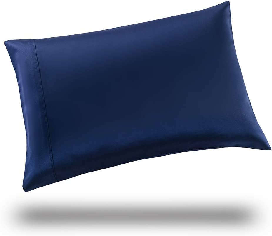 MEILA Silky Satin Pillowcase for Hair and Skin Care - Ultra Soft Washed Silk Pillow Cases Queen Size Set of 2 (Navy Blue) - Perfect for Reducing Hair Frizz & Wrinkles While Sleeping