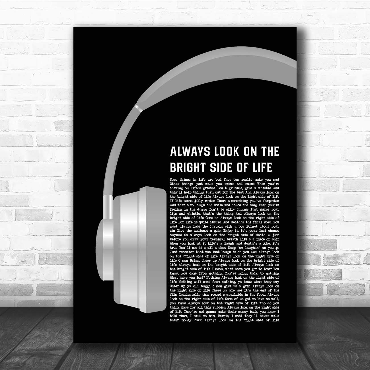Always Look on The Bright Side of Life Grey Headphones - Wireless Bluetooth Headphones with Song Lyric Print - Perfect for Music Lovers, Gym Workouts & Travel