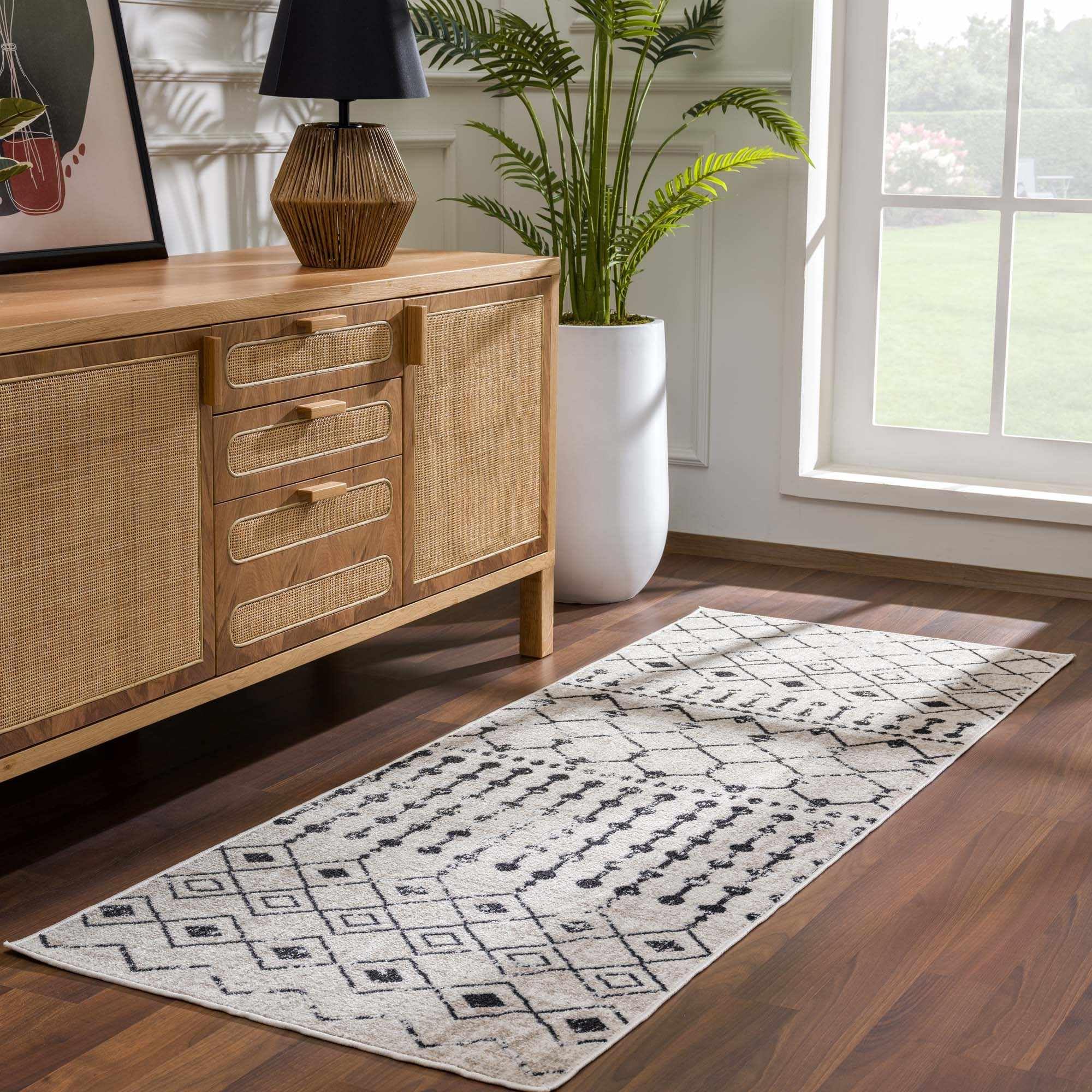 Hauteloom Joppatowne Washable Area Rug for Living Room & Bedroom - Soft & Durable - Black, Beige, Gray - 9'3