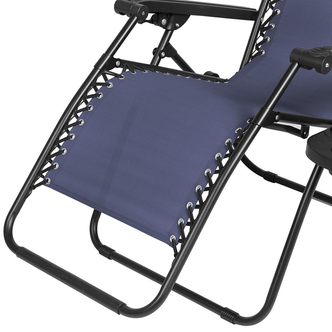 Koonlert14 Zero Gravity Lounge Chair - Adjustable Outdoor Recliner with Padded Headrest, Textilene Fabric & Sunshade Canopy - Perfect for Patio, Poolside & Backyard Relaxation (Navy Blue)