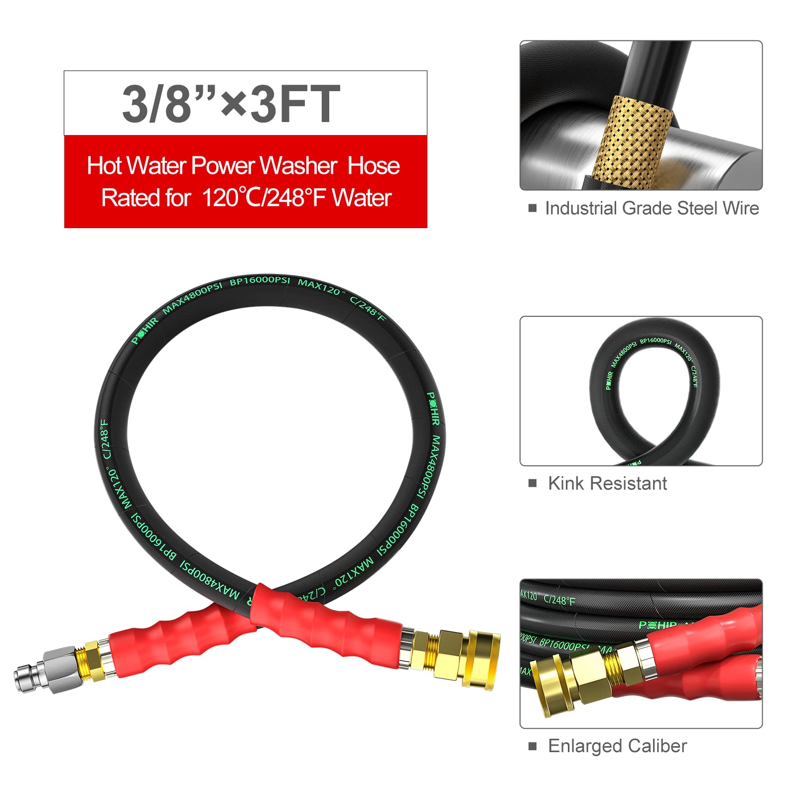 High Pressure Washer Hose 3/8
