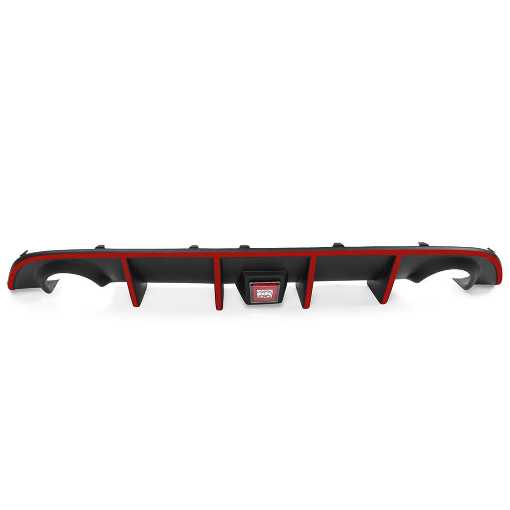 IKON MOTORSPORTS Rear Bumper Lip Diffuser with LED Brake Light & Red Reflective Tape - Compatible with 2015-2023 Dodge Charger SRT | Aggressive Style Upgrade for Street Racing & Car Shows
