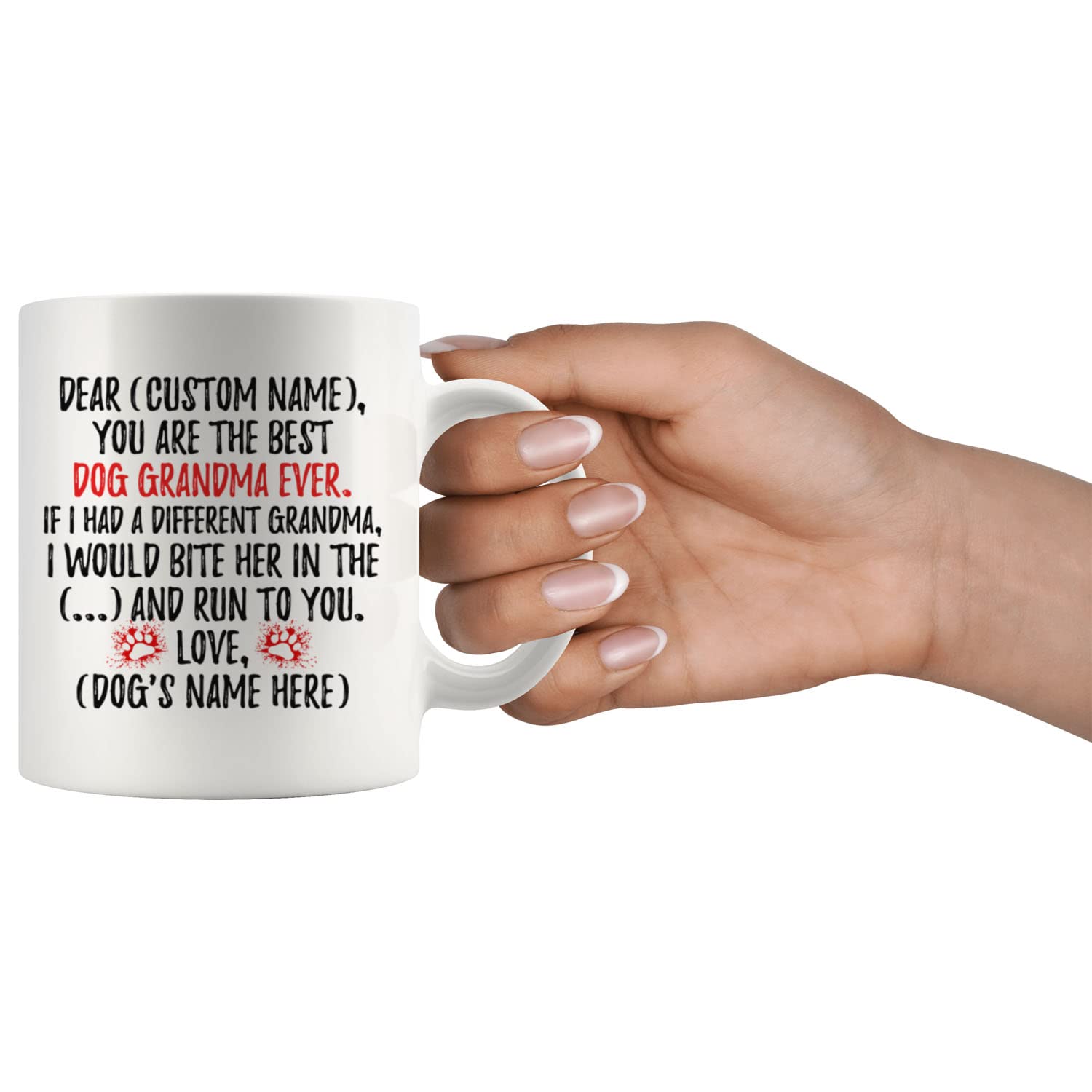 Personalized Dog Grandma Coffee Mug - 11oz Ceramic Cup for Dog Lovers, Unique Gift for Dog Grandmas, K9 Owners & Pet Lovers - Perfect for Coffee, Tea & Gifts (Ideal for Mother's Day, Birthdays & Holidays)