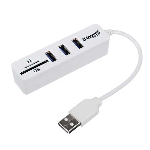 HY 617 Mini USB 2.0 Hub with SD/TF Card Reader - 4-Port USB Splitter & Memory Card Adapter for Laptop, PC, Mac - Expand Connectivity for External Drives, Flash Storage & More