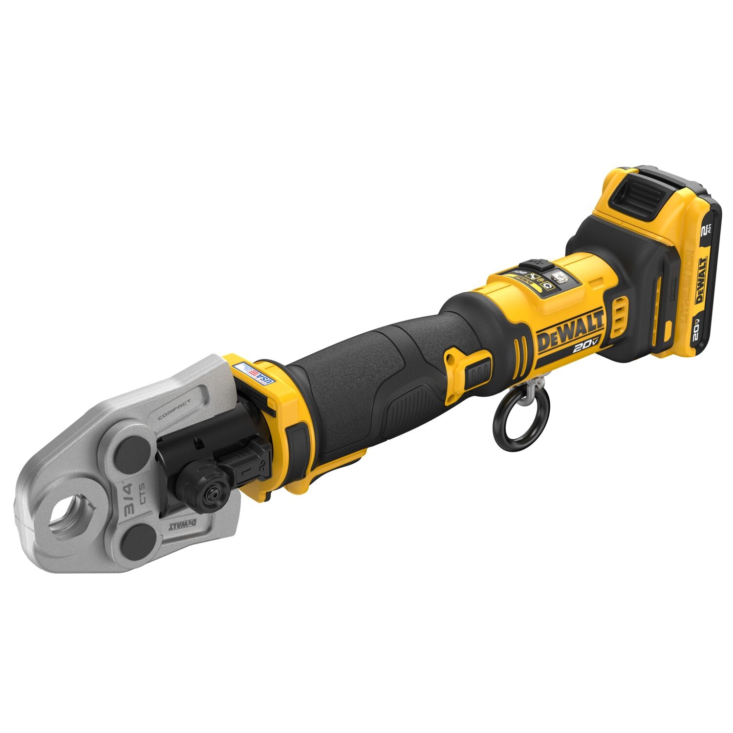 DEWALT DCE210D2K 20V Cordless Compact Press Tool Kit with 1/2In. & 1 1/4In. Dies - Perfect for Plumbing, HVAC, and Electrical Conduit Installation