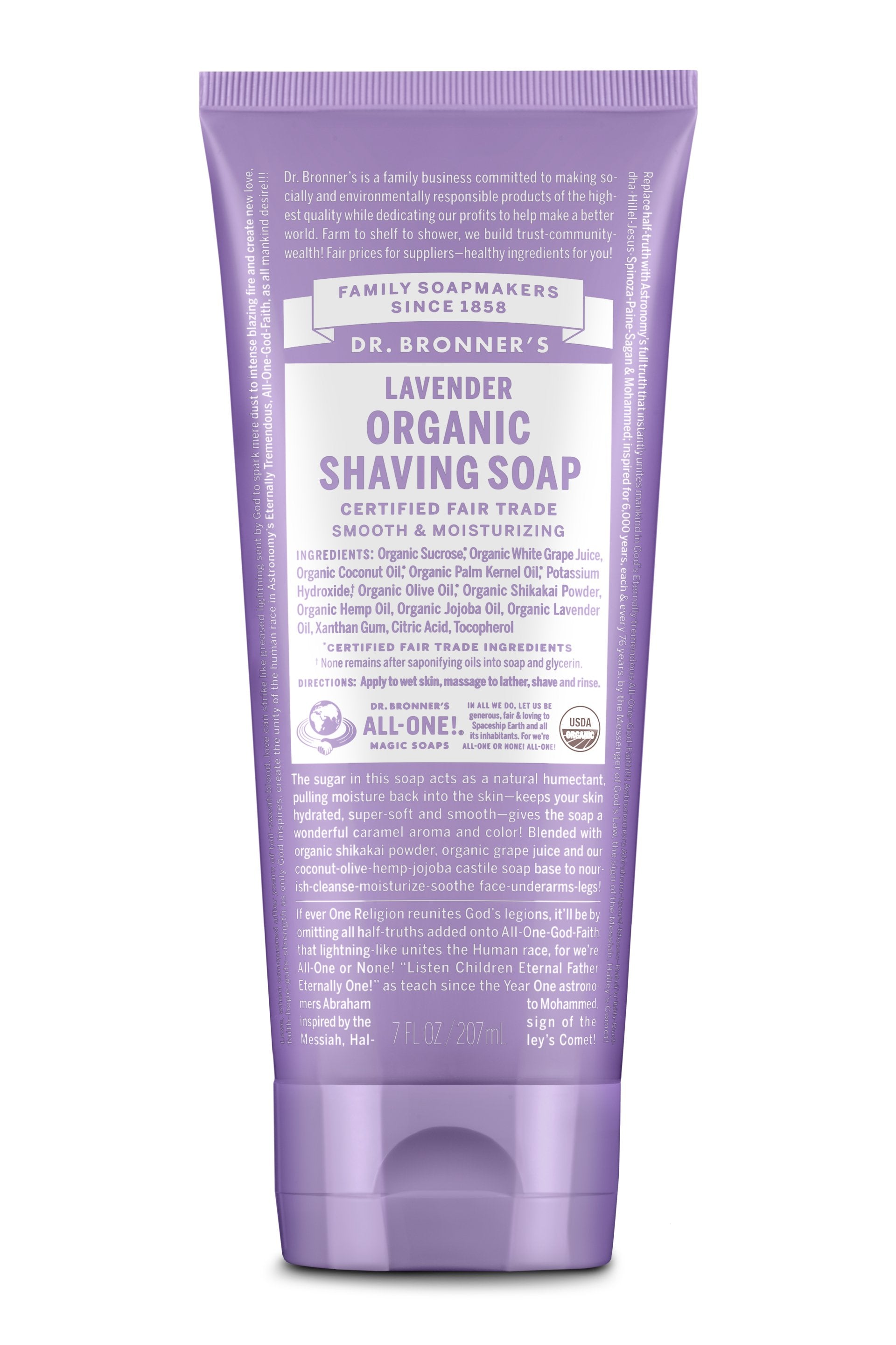 Organic Lavender Shaving Soap by Dr. Bronners - All-Natural, Vegan & Cruelty-Free for Sensitive Skin - Perfect for Men's & Women's Daily Shaving Routine