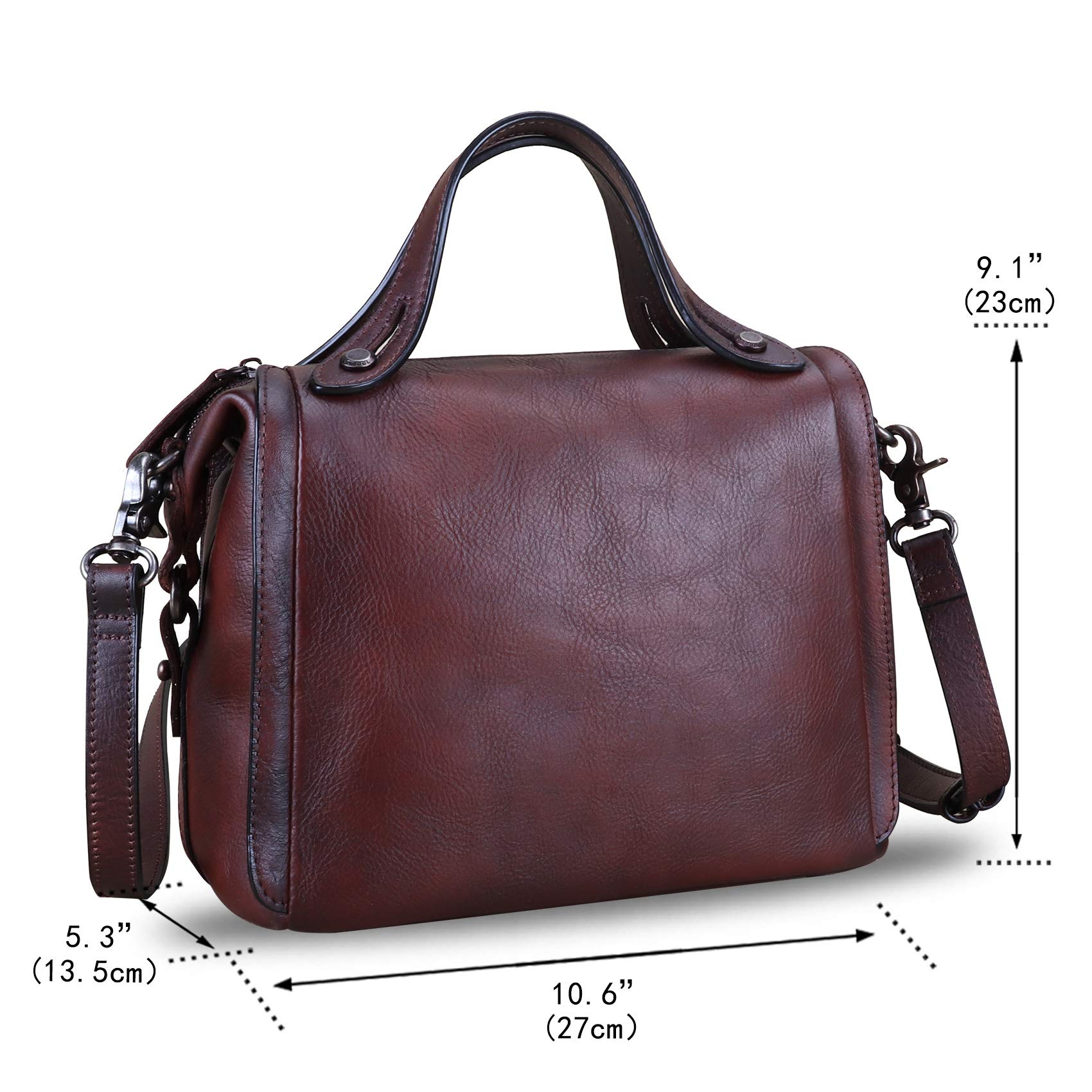 Genuine Leather Satchel Purse for Women - Retro Handmade Top Handle Handbag - Designer Crossbody Bag - Perfect for Work, Travel & Everyday Use