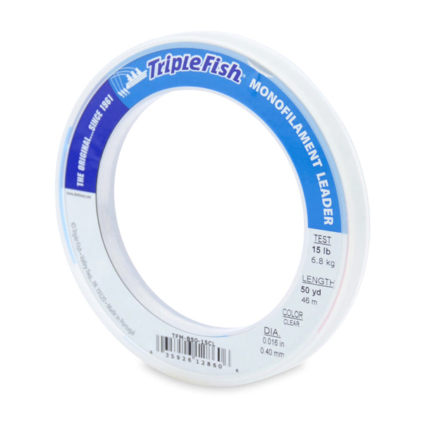 Premium American Fishing Wire - Triple Fish Monofilament Leader Line for Saltwater & Freshwater Fishing - Strong & Invisible Fluorocarbon Leader for Bass, Trout & Offshore Fishing