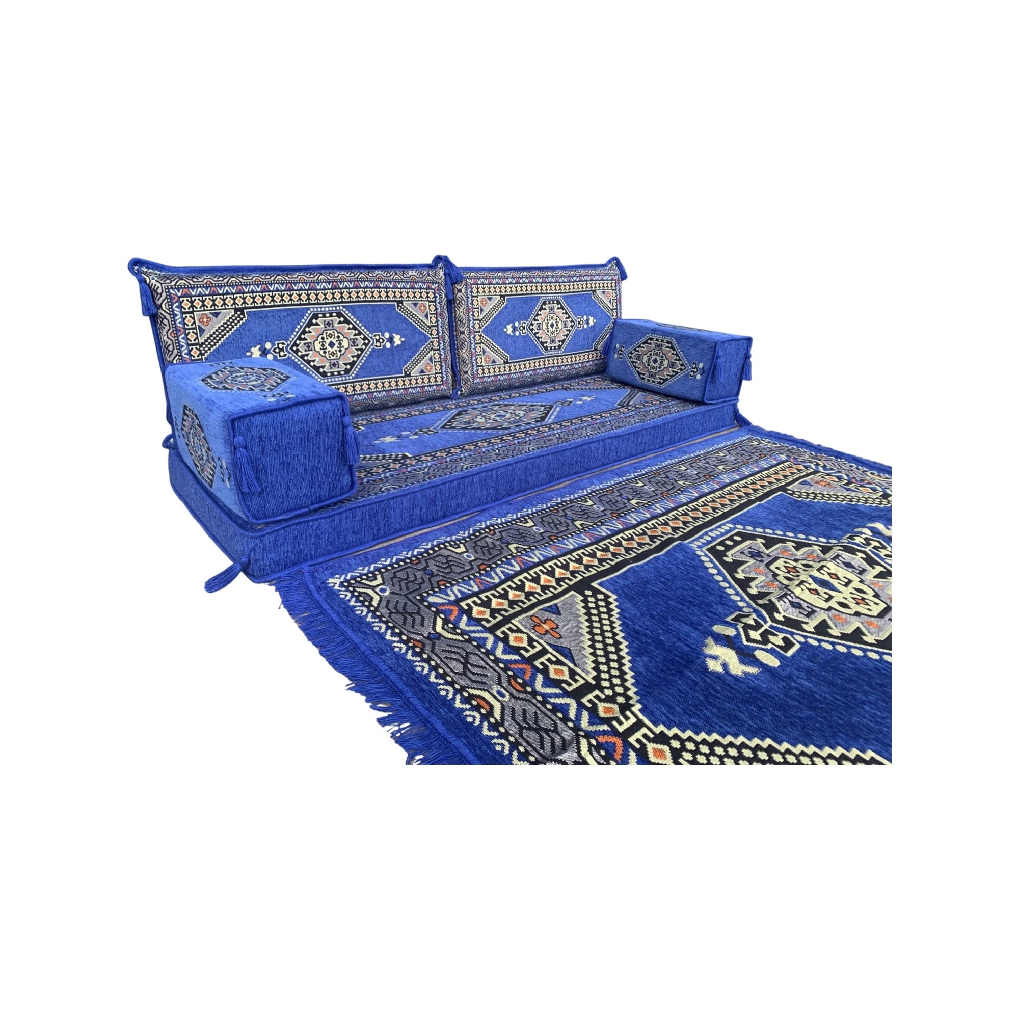 Modular Sectional Sofa Set - Moroccan Style Arabic Majlis Loveseat with Bench Cushions & Pallet Cushions | Arabic Living Room Furniture for Home Decor | Perfect for Lounge, Family Gatherings & Cultural Events