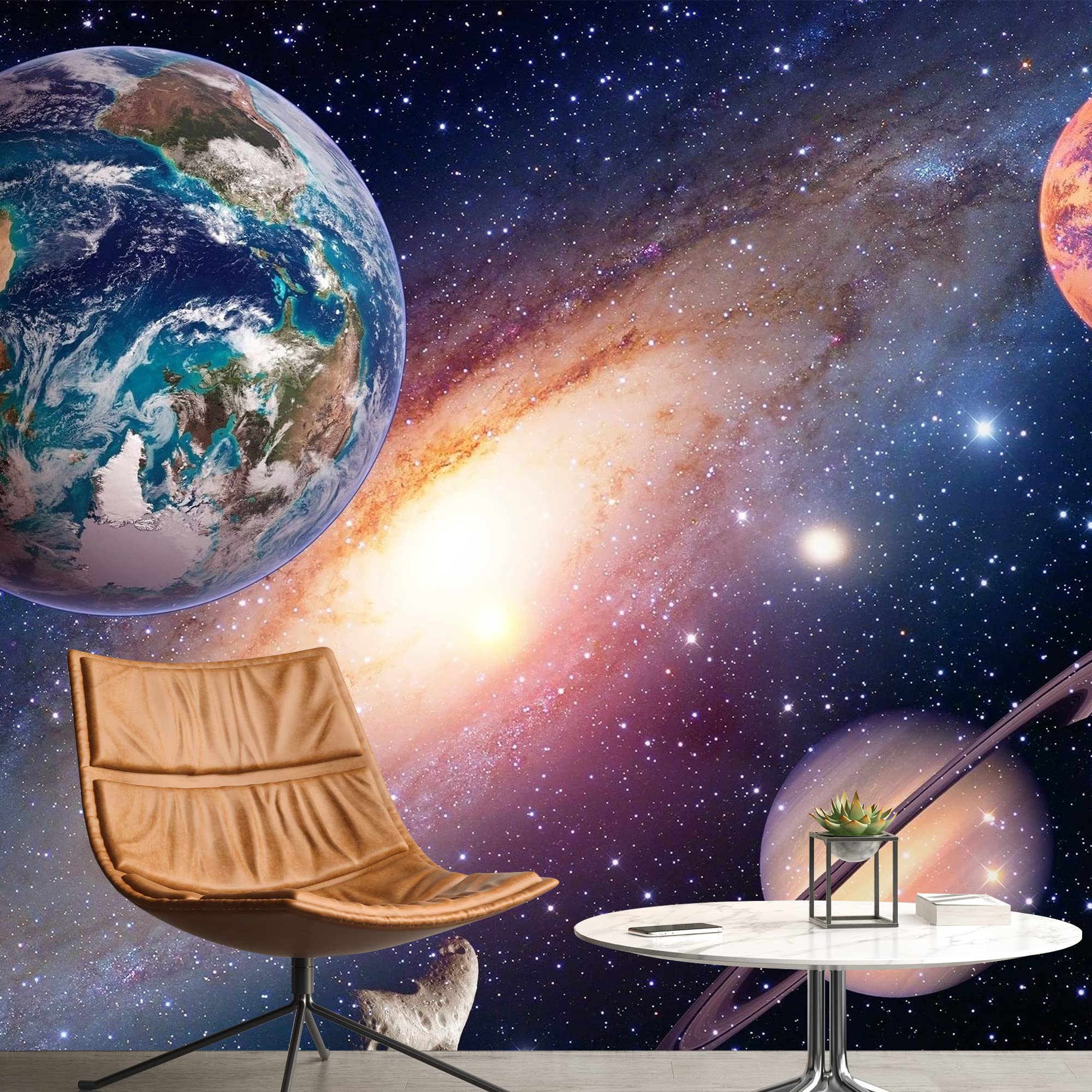 Removable Peel and Stick Wallpaper - Giant Planets Universe Wall Mural for Bedroom (100x144 inches) | Space-Themed Home Decor for Kids Room, Nursery, or Living Room