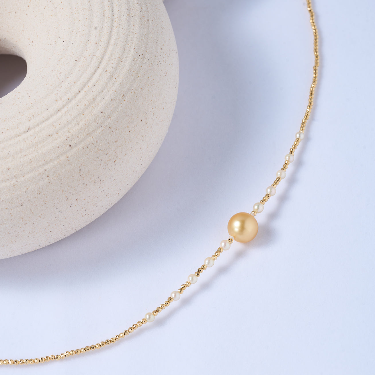 18K Solid Gold South Sea Golden Pearl Necklace KN00123 | Elegant Luxury Jewelry for Women, Wedding, Anniversary & Special Occasion Gifts