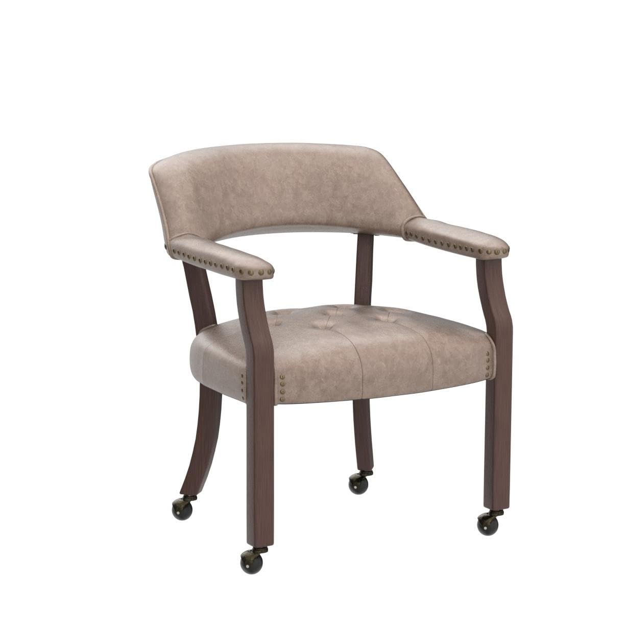 High Back Rolling Dining Chair with Casters - Light Wheat 1533LT | Captain's Chair with Wheels for Kitchen Table, Dinette Sets & Poker Games | Comfortable Mobile Chair for Home, Office & Restaurant Use