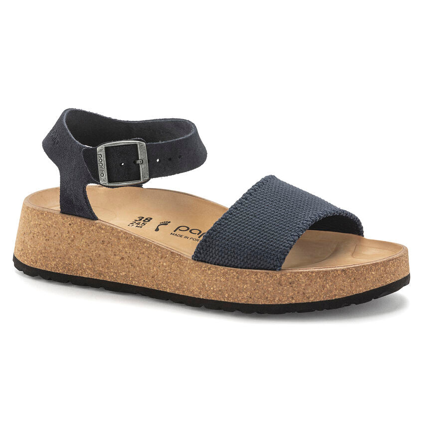 Birkenstock Women's Glenda Sandals - Suede Leather Textile Upper in Midnight Blue | Comfortable Slip-On Shoes for Casual Wear & Outdoor Activities