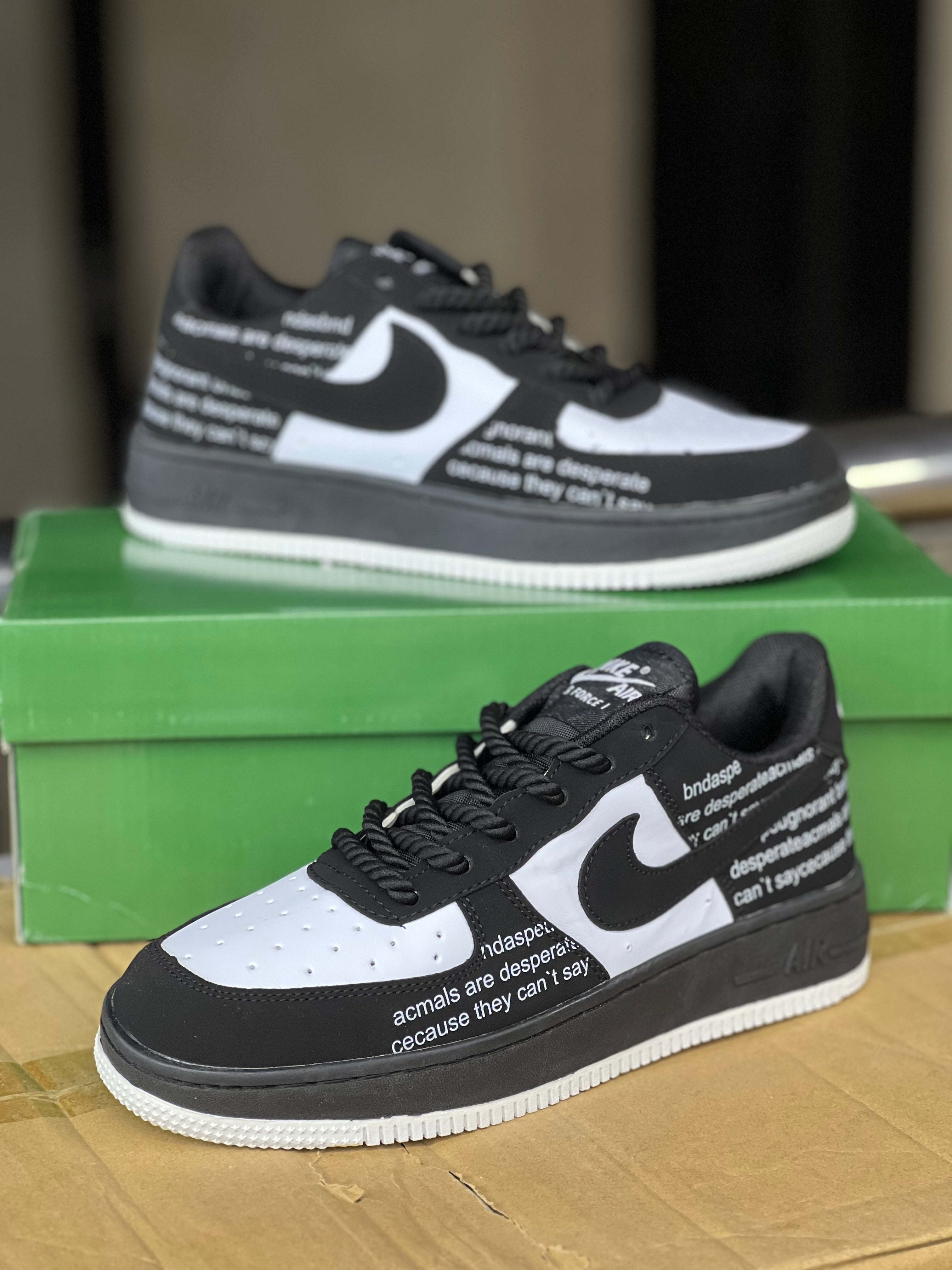 Nike Air Force 1 Sneakers - Black Print - Men's/Women's Casual Shoes for Everyday Wear & Street Style Fashion